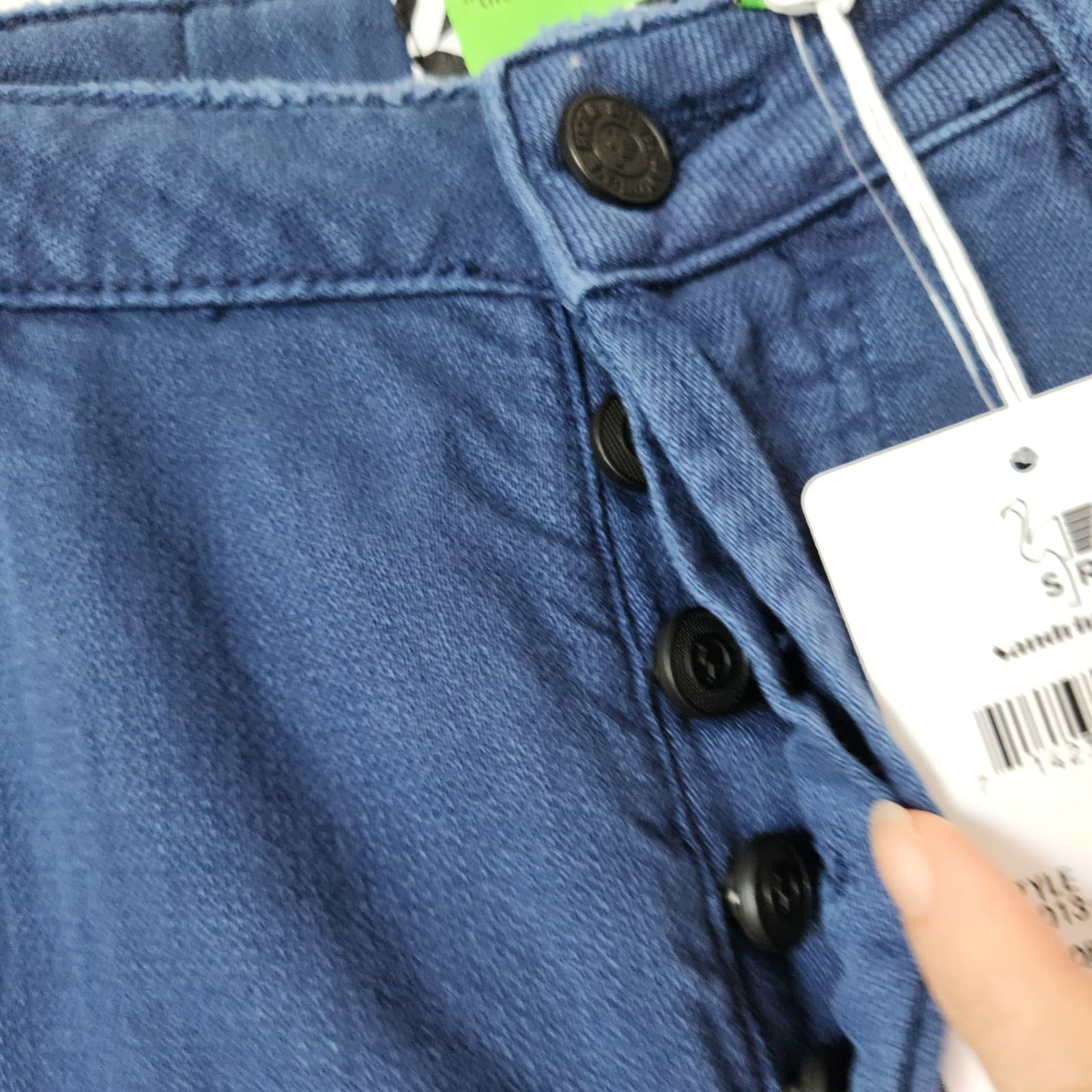 NWT Sandrine Rose Linen Blend Straight Pants Buttonfly College Blue Sz.28 R1013 - Thumbnail 4
