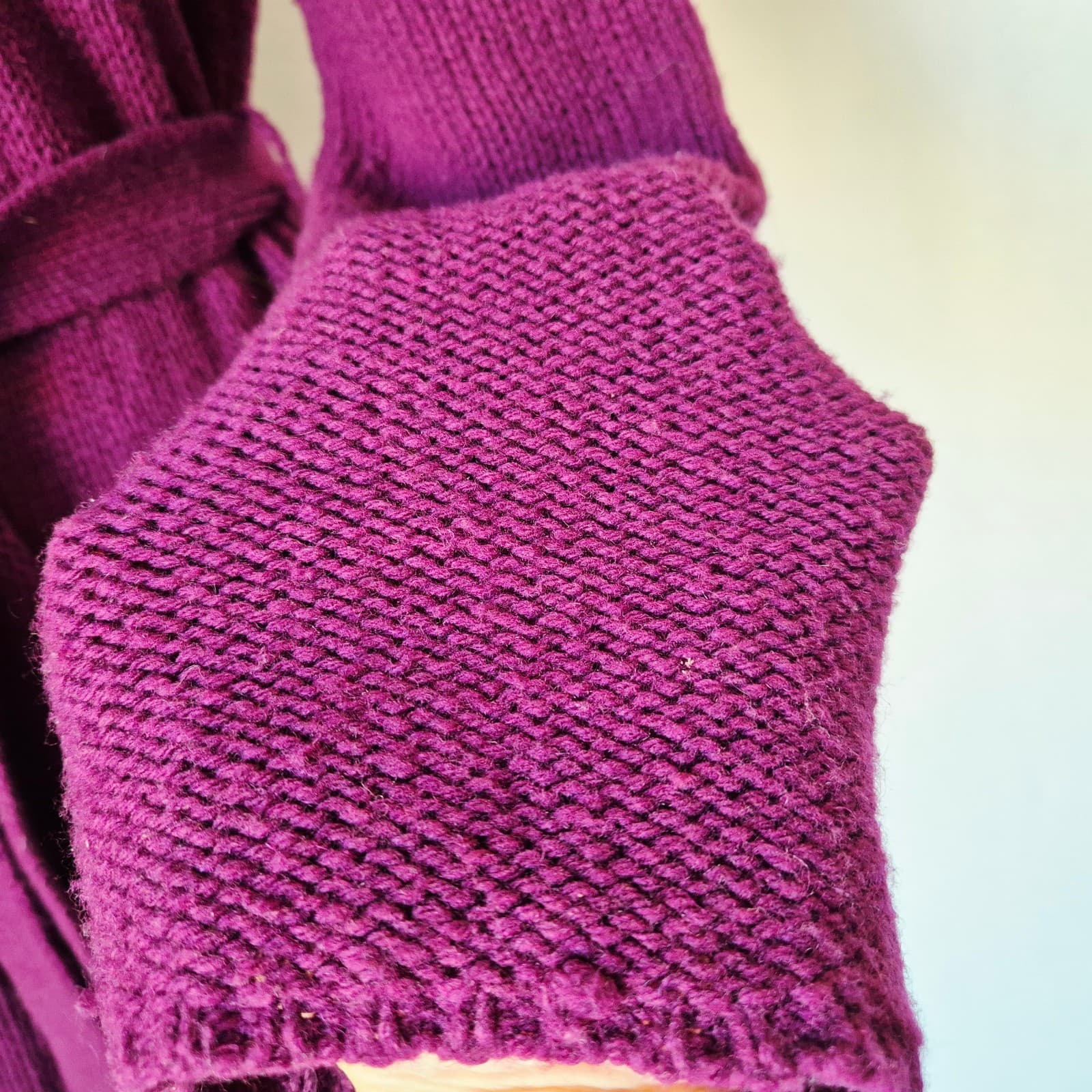 Sparrow Wool Blend Tie-Waist Shawl Neck Cardigan Pocket Purple Women's S - Thumbnail 4
