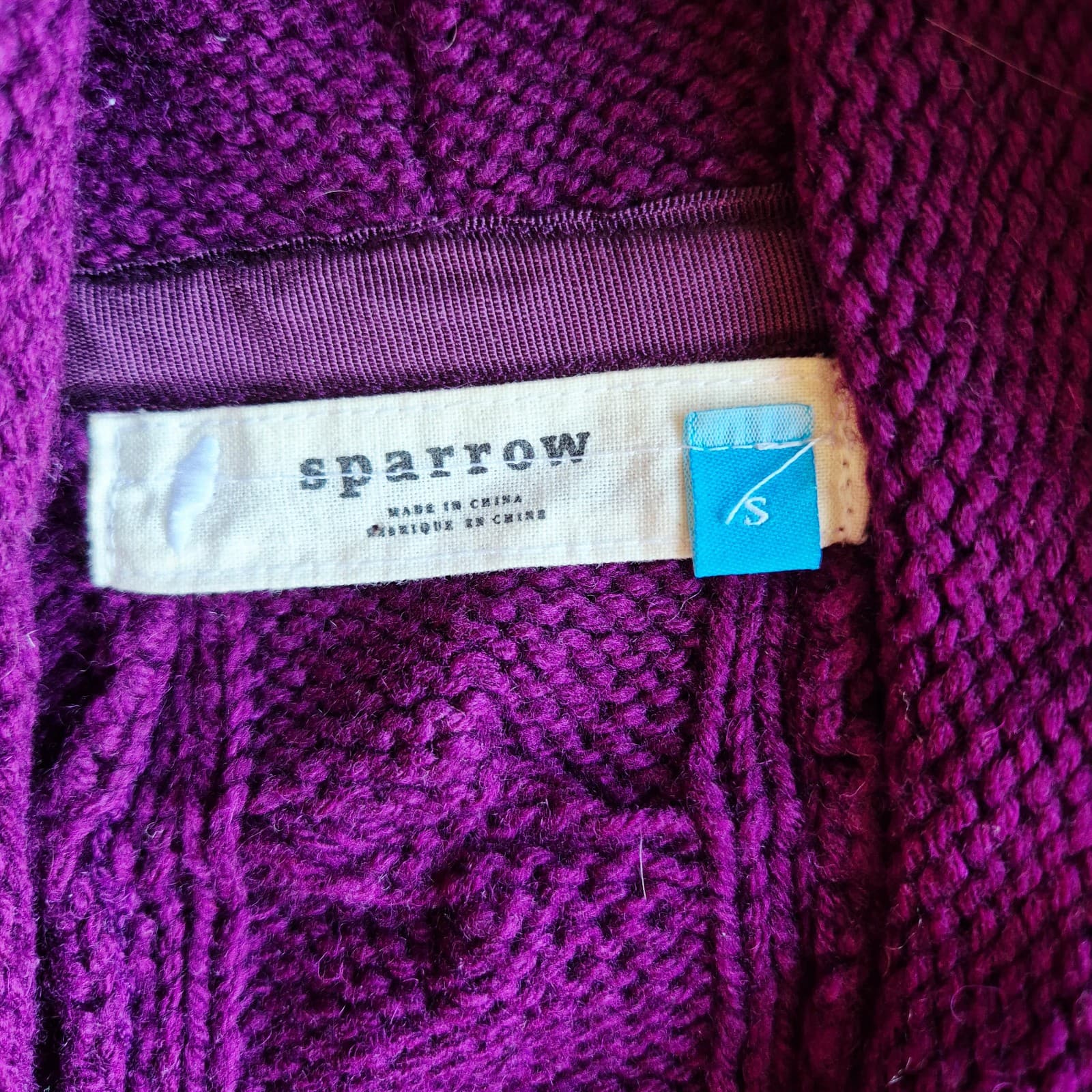 Sparrow Wool Blend Tie-Waist Shawl Neck Cardigan Pocket Purple Women's S - Thumbnail 6