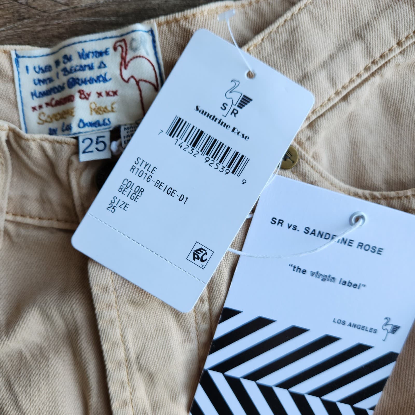 NWT Sandrine Rose The Fred Pleated Tapered Pants Buttonfly Beige Womens 25 R1016 - Thumbnail 10