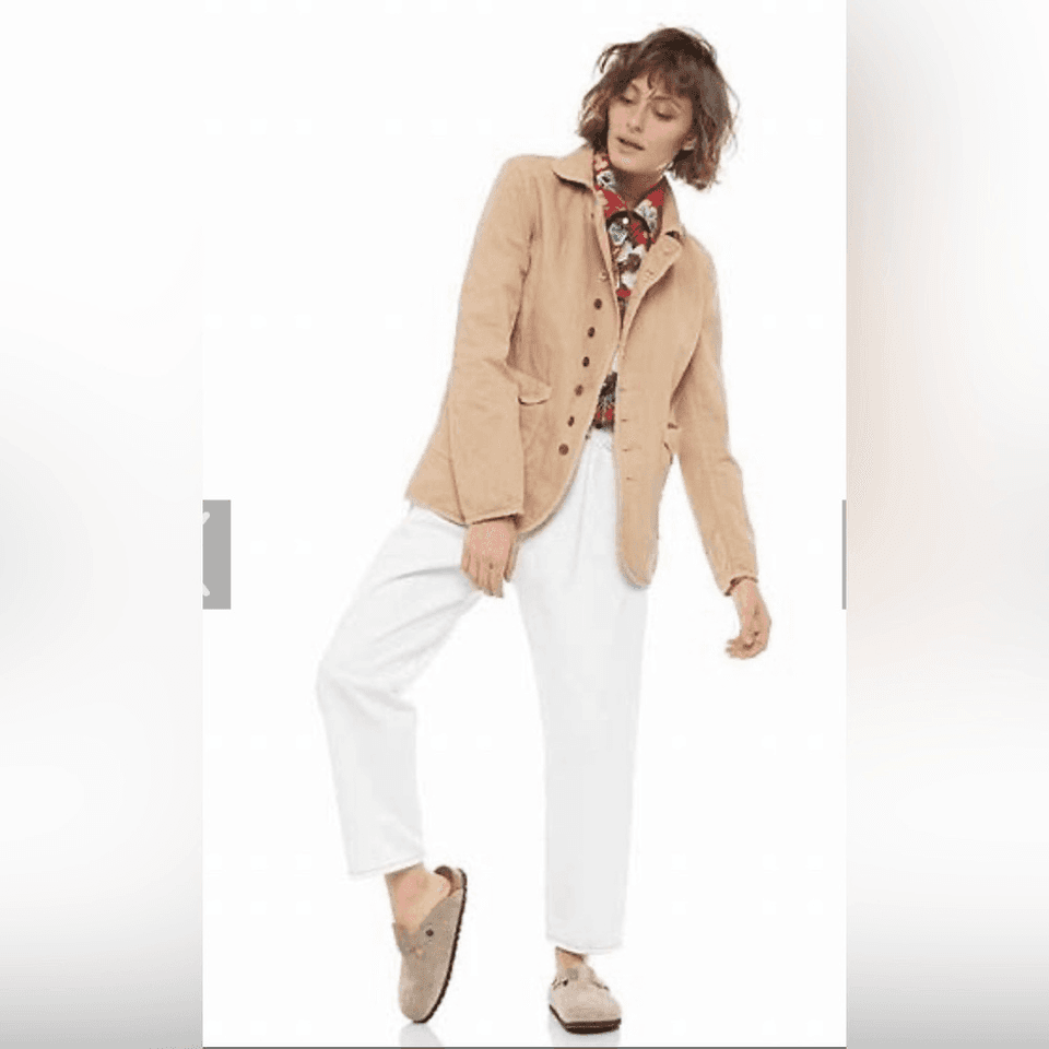 NWT Sandrine Rose The Fred Pleated Tapered Pants Buttonfly Beige Womens 25 R1016 - Thumbnail 14