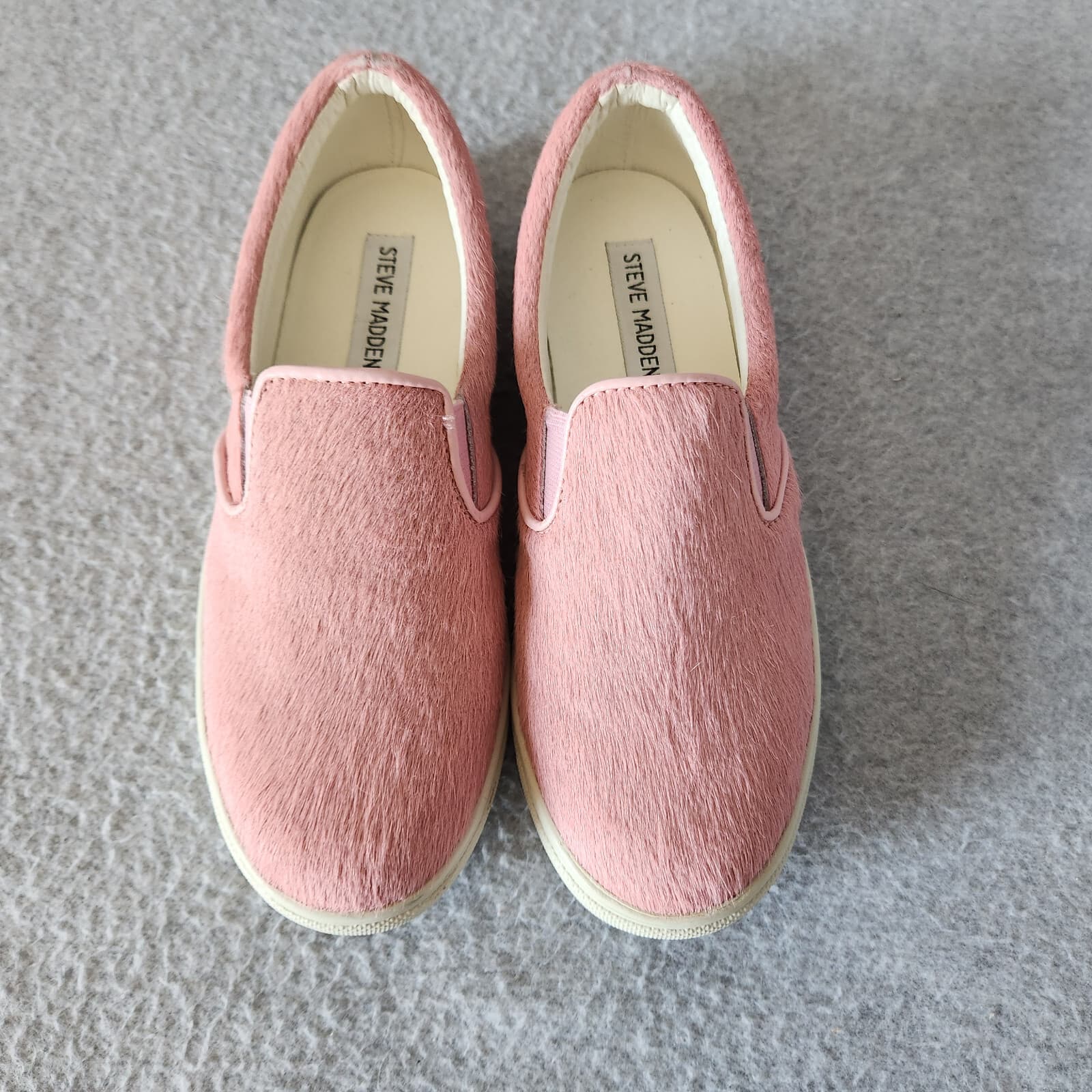 EUC Steve Madden Ecentric Pink Pony Hair Slip-On Fashion Sneaker Comfort US 7.5B - Thumbnail 3