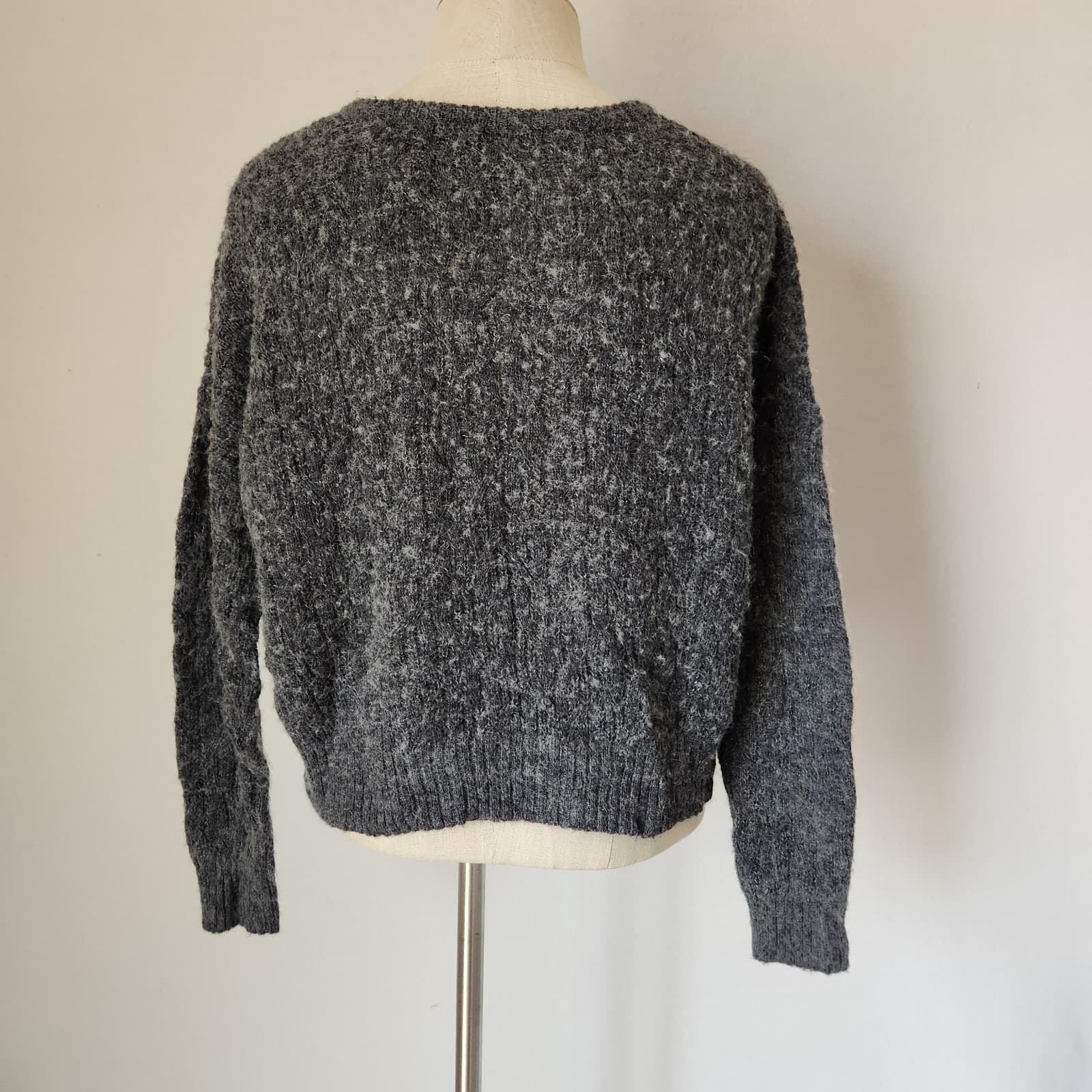 Madewell Alna Alpaca Blend Boxy Relax-Fit V-Neck Sweater Grey Carbon Women's M - Thumbnail 7