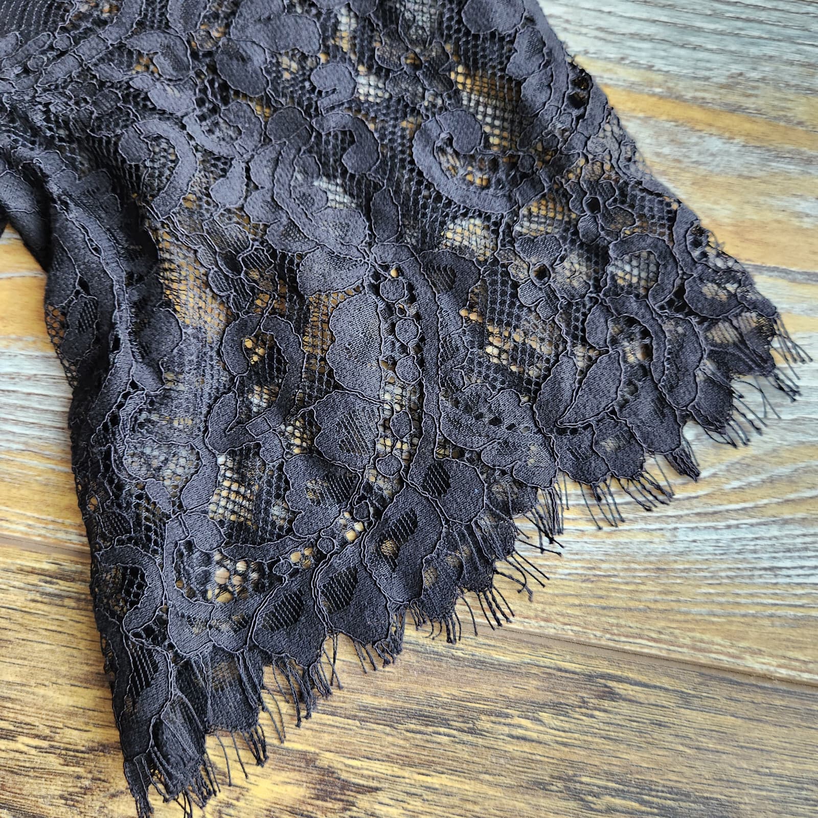 Blue Rain Lace Eyelet Surplice Glam Romper Ribbon Belt Lined Black Women's XS - Thumbnail 10
