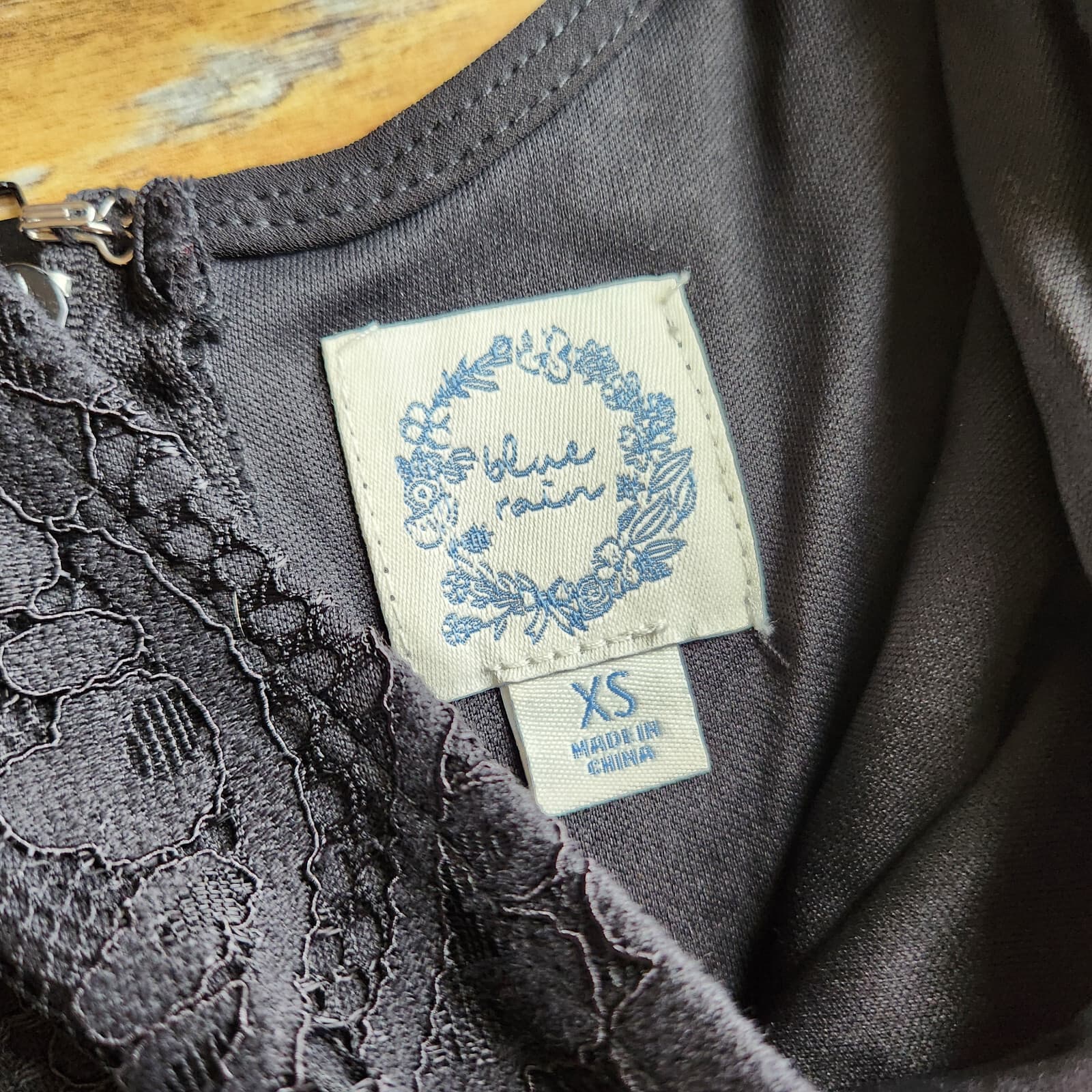 Blue Rain Lace Eyelet Surplice Glam Romper Ribbon Belt Lined Black Women's XS - Thumbnail 11