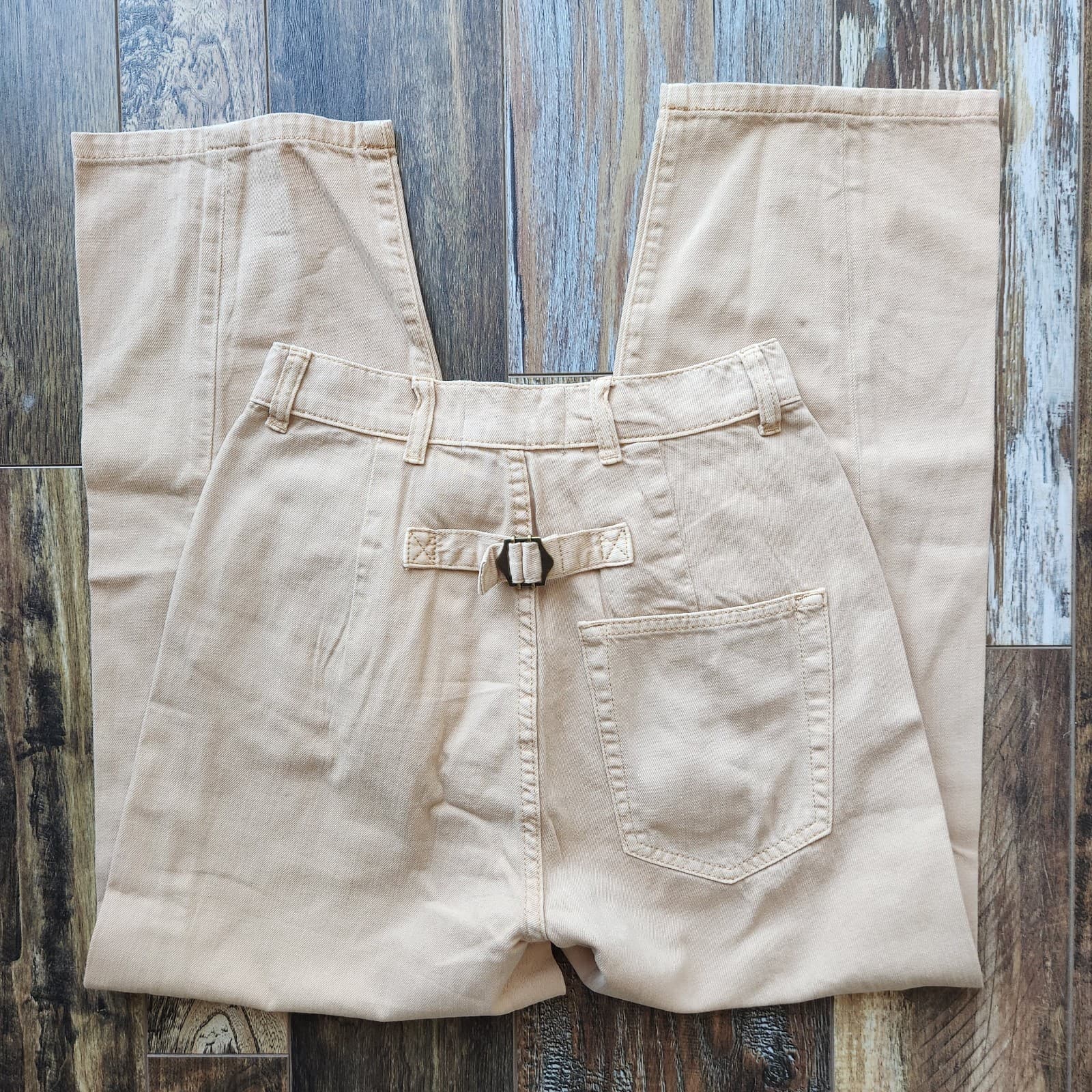 NWT Sandrine Rose The Fred Pleated Tapered Pants Buttonfly Beige Womens 25 R1016 - Thumbnail 8