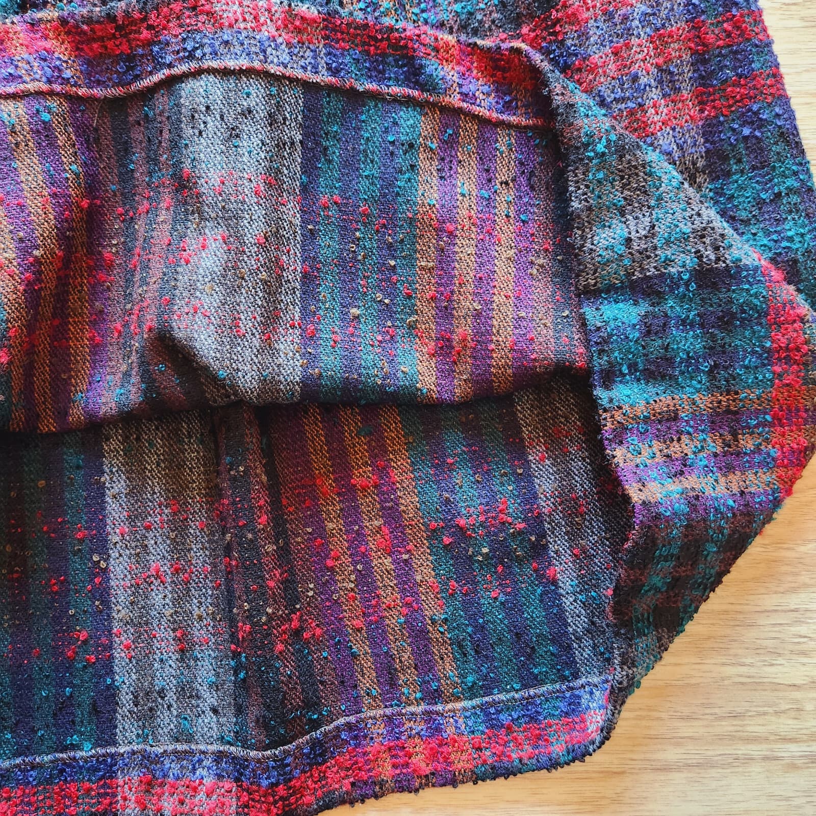 Vintage Diane Von Furstenberg Wool Blend Tweed Plaid Pleat Skirt Pocket Sz.14 - Thumbnail 4
