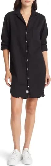 Frank & Eileen $328 Mary Famous Denim Black Classic Shirtdress Distressed Hem XS - Thumbnail 10
