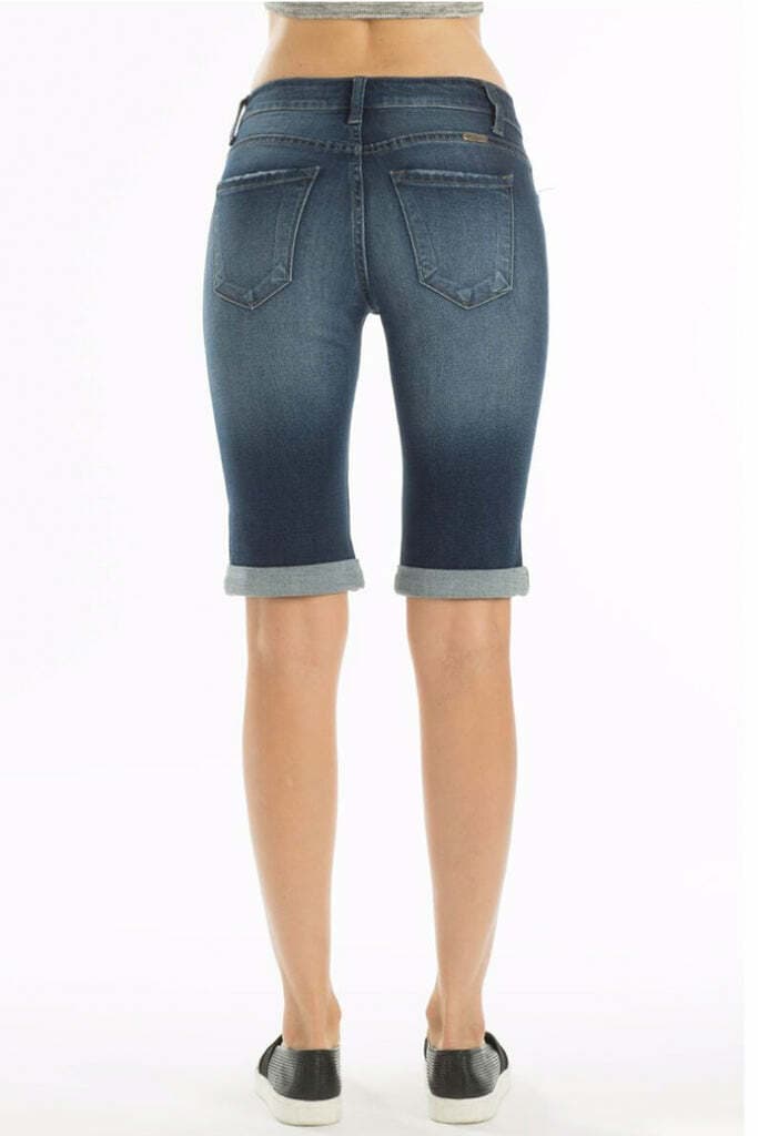KanCan Milla Bermuda Distressed Jean Shorts Stretch Zip Pocket Blue Women Sz.25 - Thumbnail 4