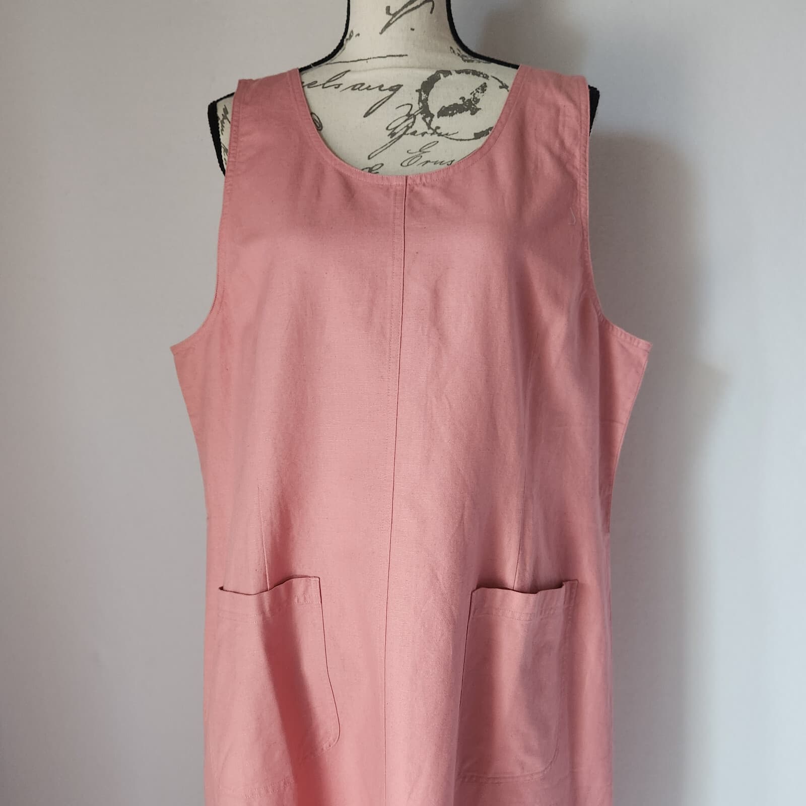 NWoT Vintage L.L.Bean Linen Cotton Maxi Shift Dress Sleeveless Salmon Sz.20-Pet - Thumbnail 3