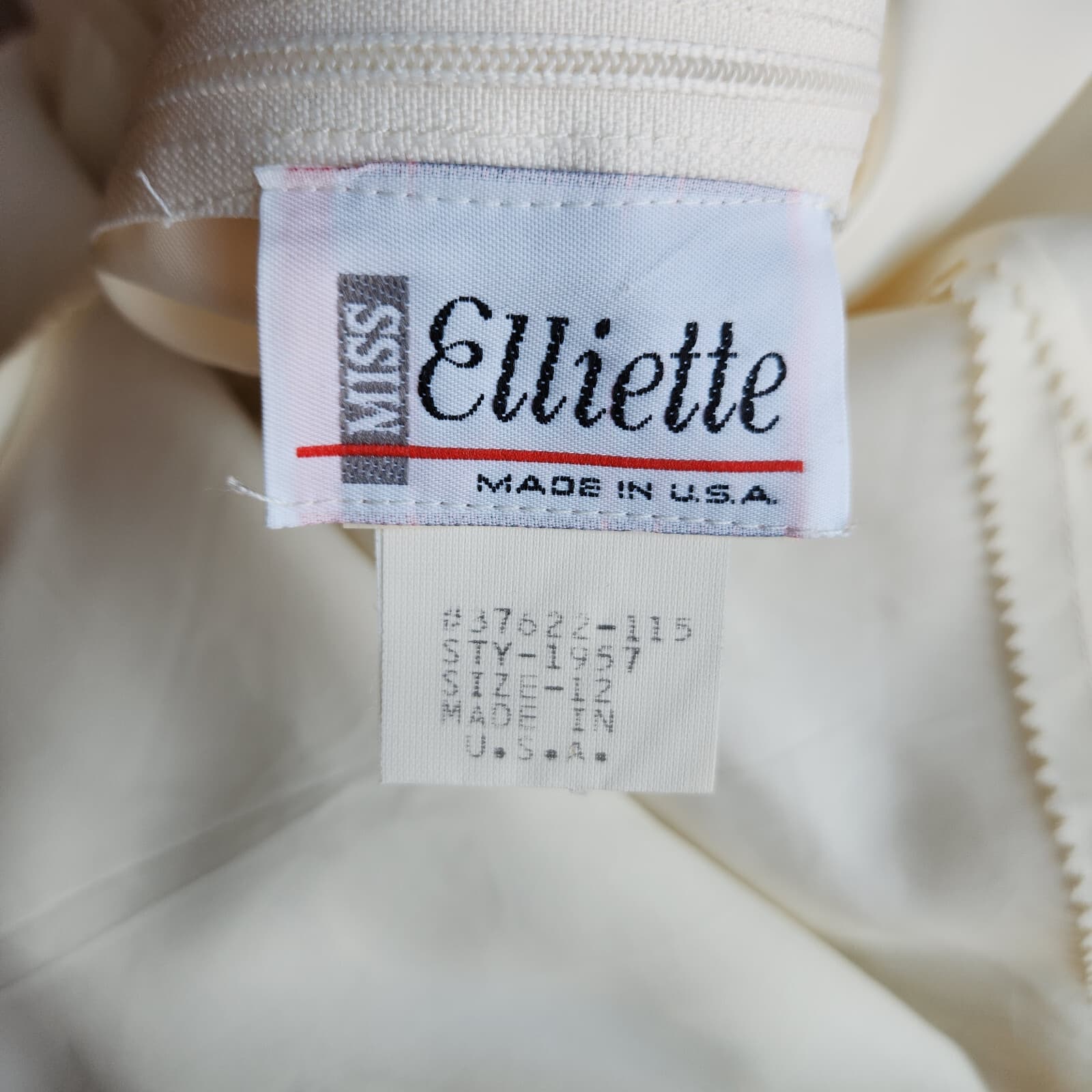 Vintage Miss Elliette Lace Chiffon Pleated Formal Evening Midi Dress Ivory Sz.12 - Thumbnail 11
