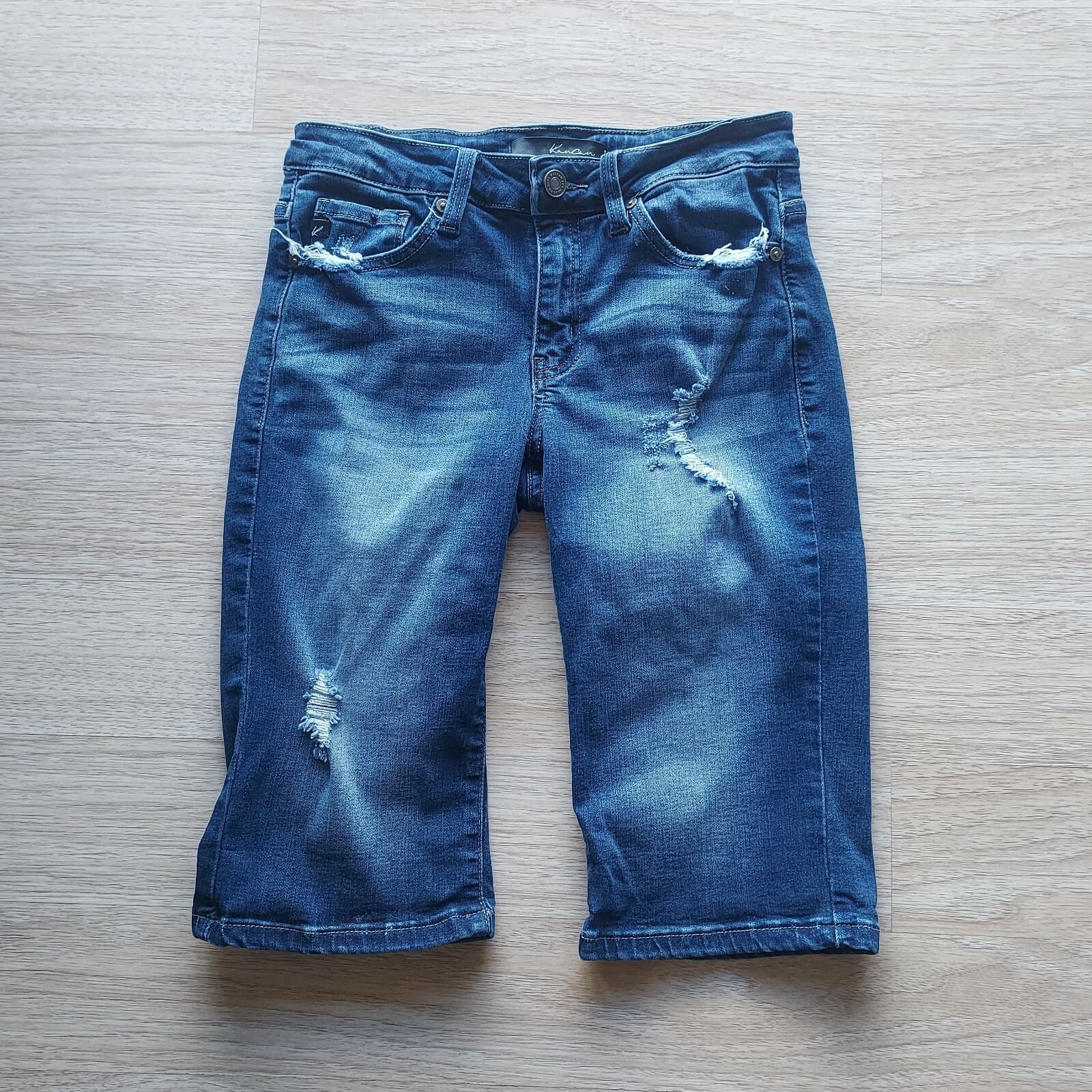 KanCan Milla Bermuda Distressed Jean Shorts Stretch Zip Pocket Blue Women Sz.25 - Thumbnail 2