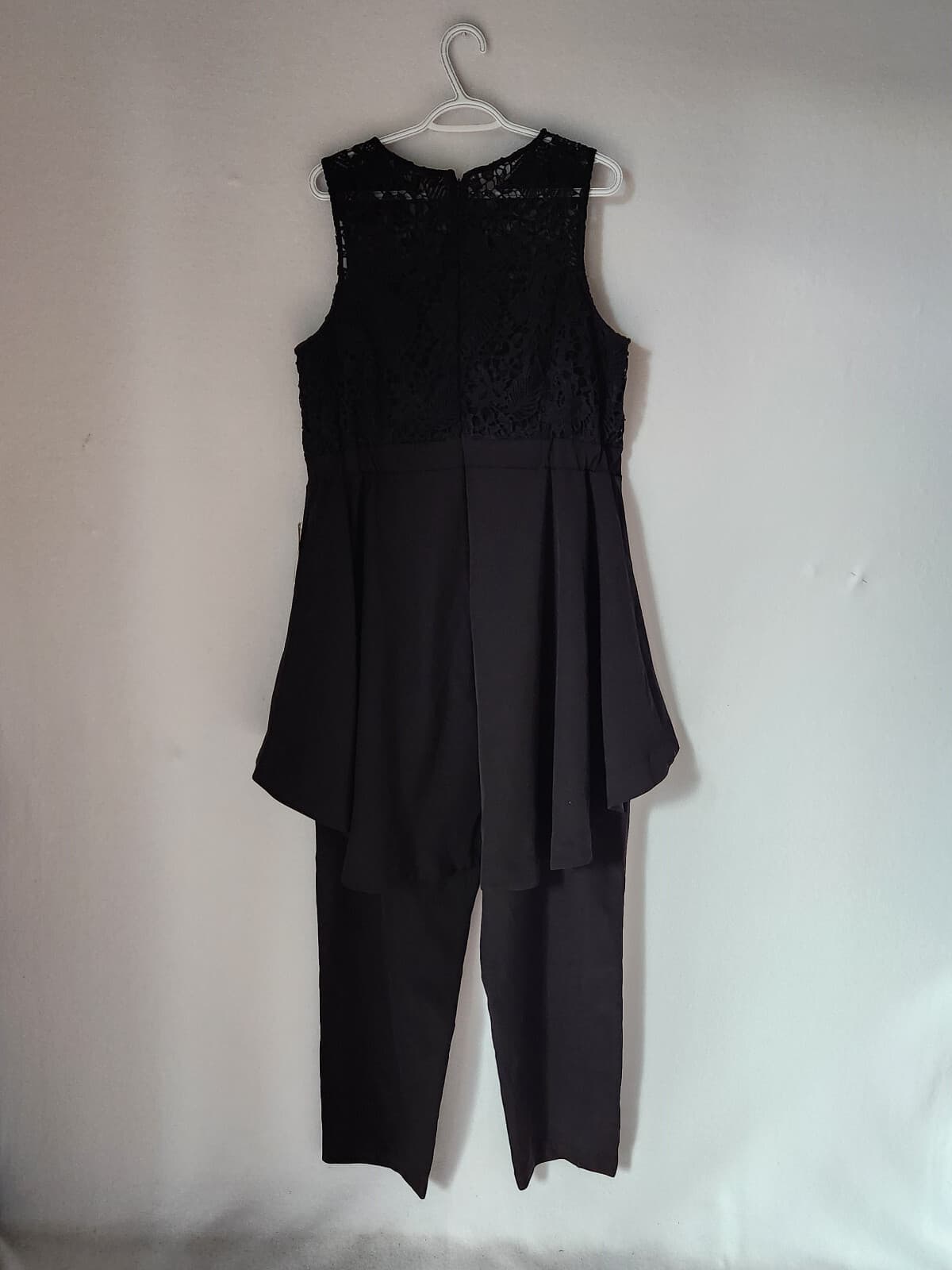 NWT ELOQUII Studio Hi-Low Peplum Lace Jumpsuit Sleeveless Black Plus Sz.18 $160 - Thumbnail 6
