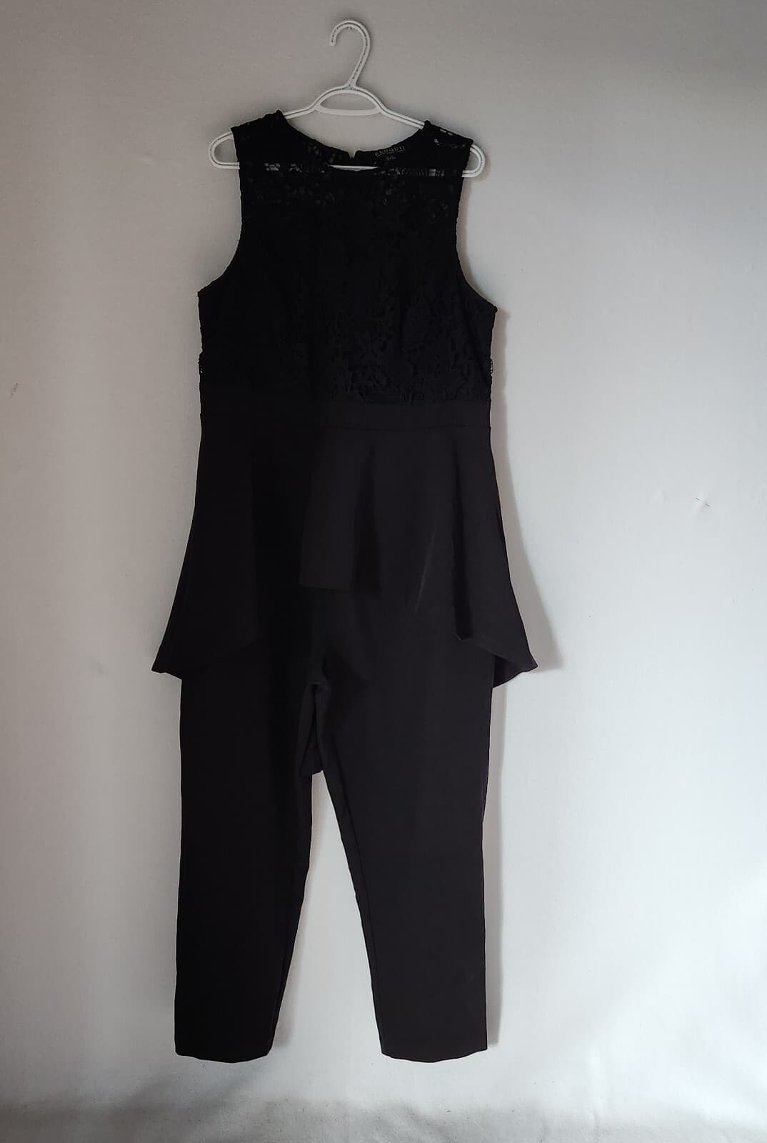 NWT ELOQUII Studio Hi-Low Peplum Lace Jumpsuit Sleeveless Black Plus Sz.18 $160 - Thumbnail 4