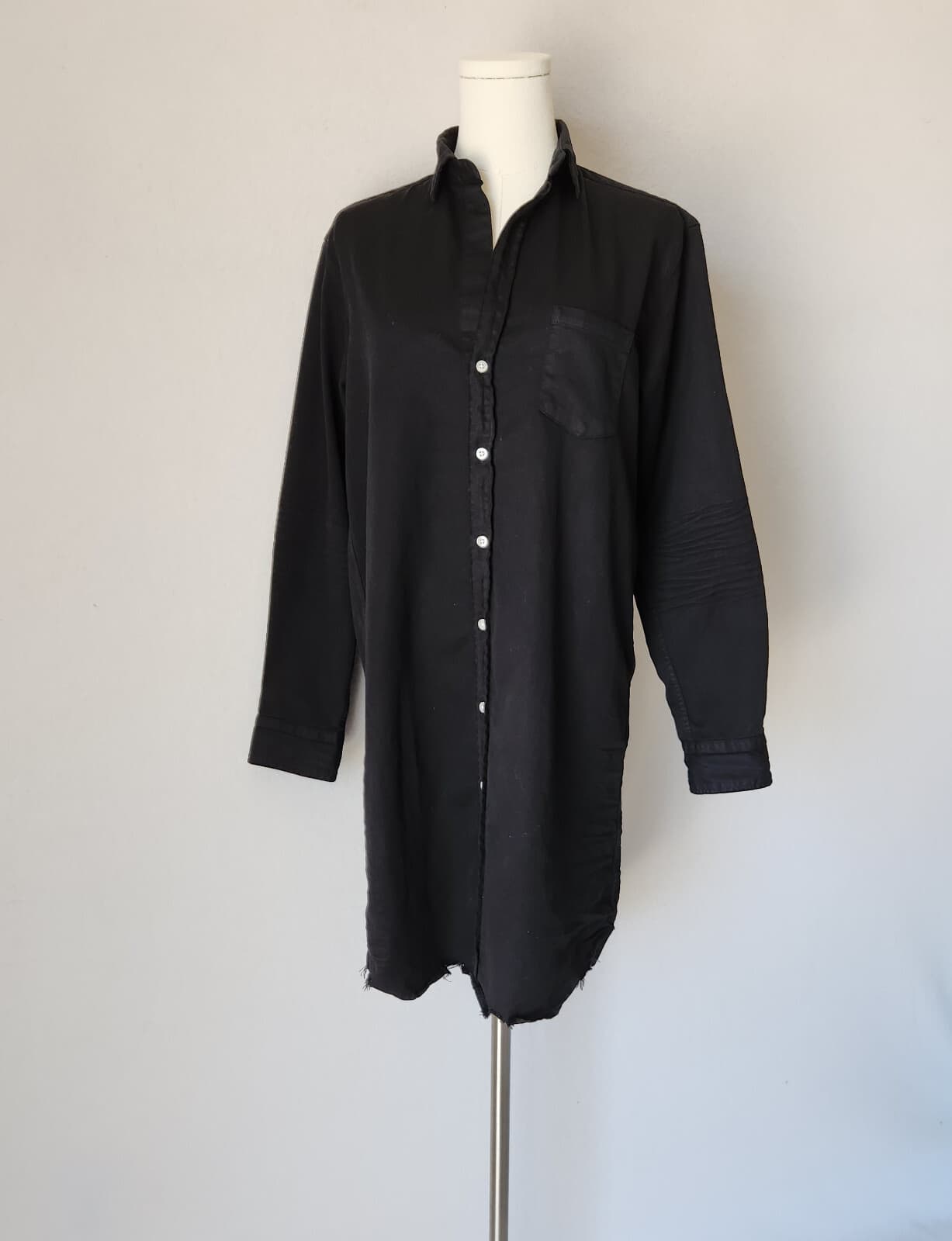 Frank & Eileen $328 Mary Famous Denim Black Classic Shirtdress Distressed Hem XS - Thumbnail 3