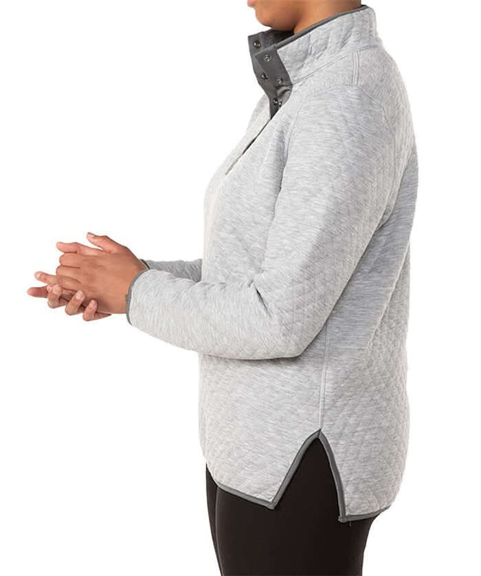Marine Layer Corbet Quilted Bee Embroidery Pullover 1/4 Snap Mock Gray Women XXL - Thumbnail 7