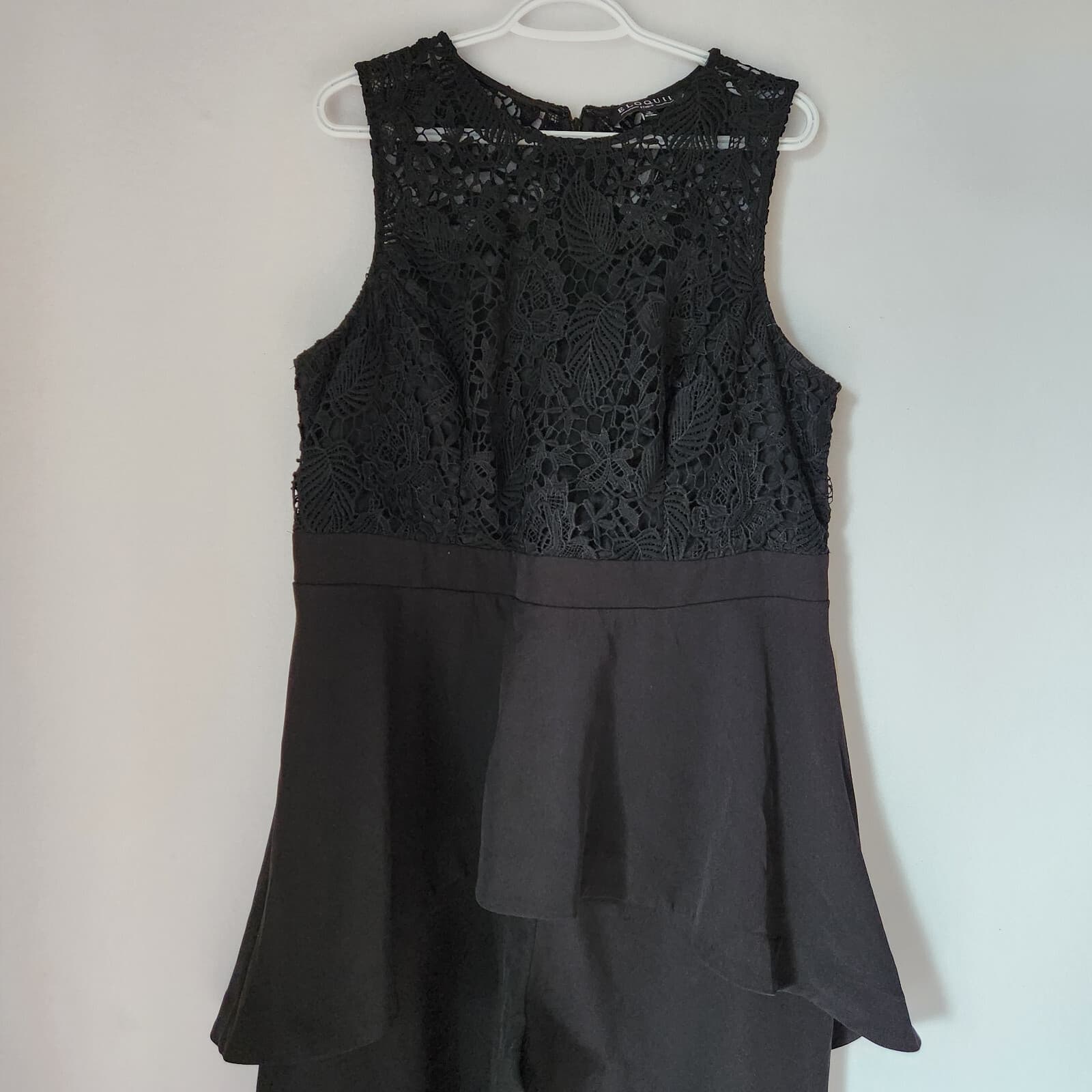 NWT ELOQUII Studio Hi-Low Peplum Lace Jumpsuit Sleeveless Black Plus Sz.18 $160 - Thumbnail 5