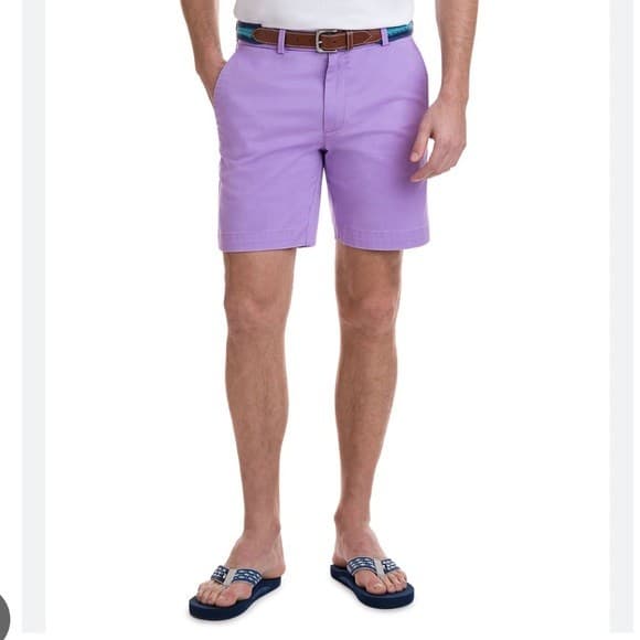 NWT Vineyard Vine 7" Island Shorts Zip Pocket Stretch Cotton Blend Purple Men 30 - Thumbnail 3