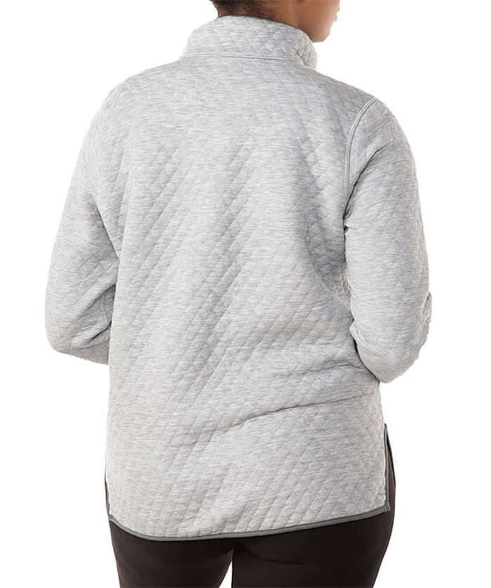 Marine Layer Corbet Quilted Bee Embroidery Pullover 1/4 Snap Mock Gray Women XXL - Thumbnail 12