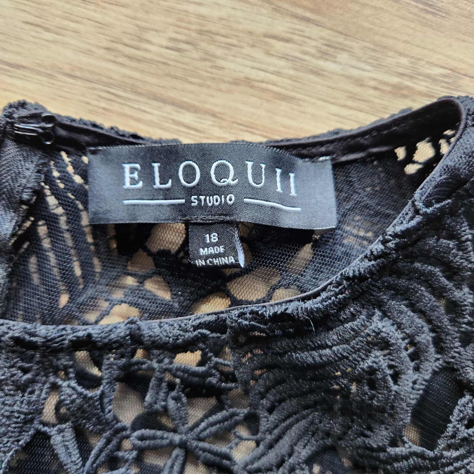 NWT ELOQUII Studio Hi-Low Peplum Lace Jumpsuit Sleeveless Black Plus Sz.18 $160 - Thumbnail 11