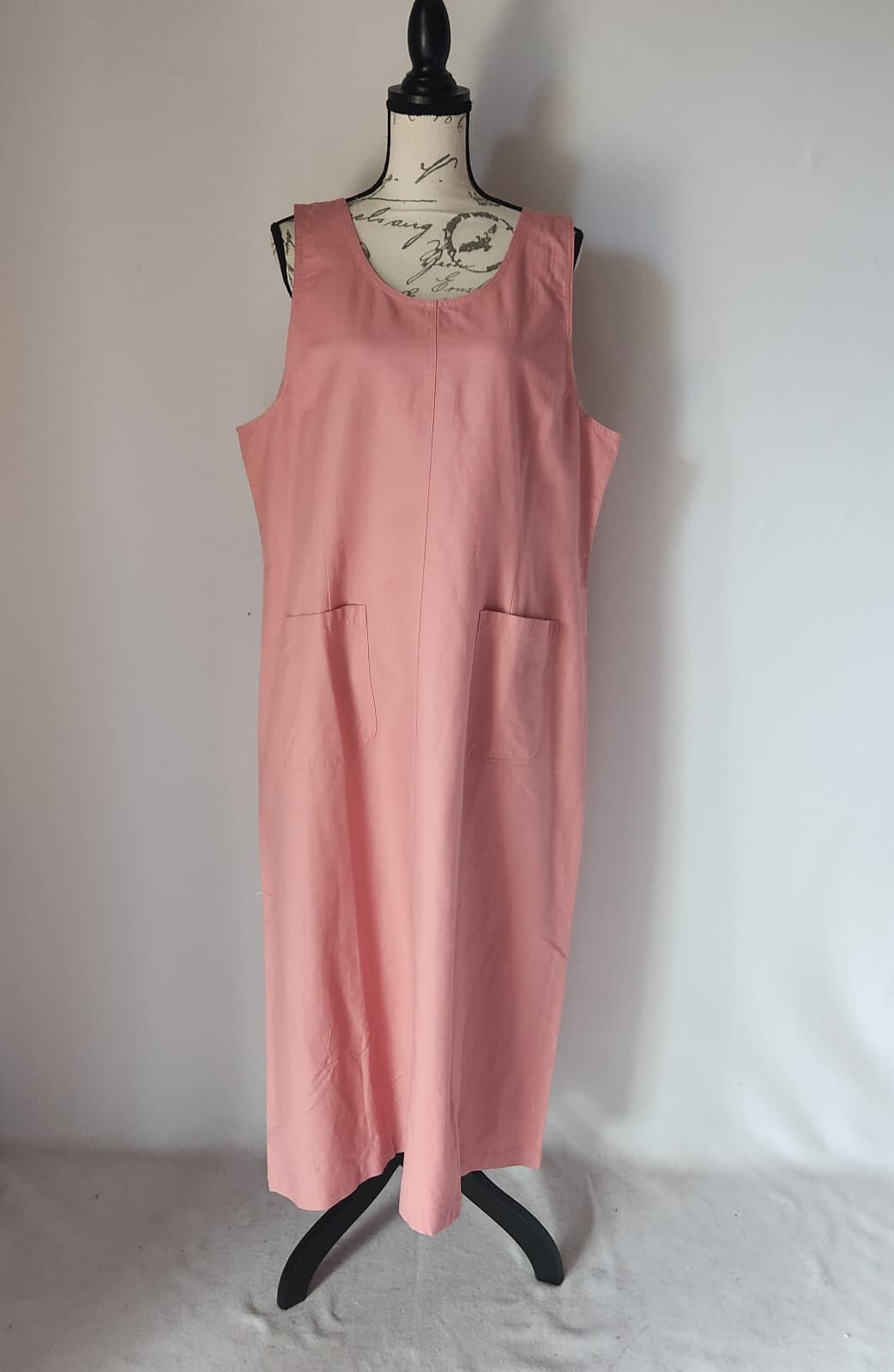 NWoT Vintage L.L.Bean Linen Cotton Maxi Shift Dress Sleeveless Salmon Sz.20-Pet - Thumbnail 2