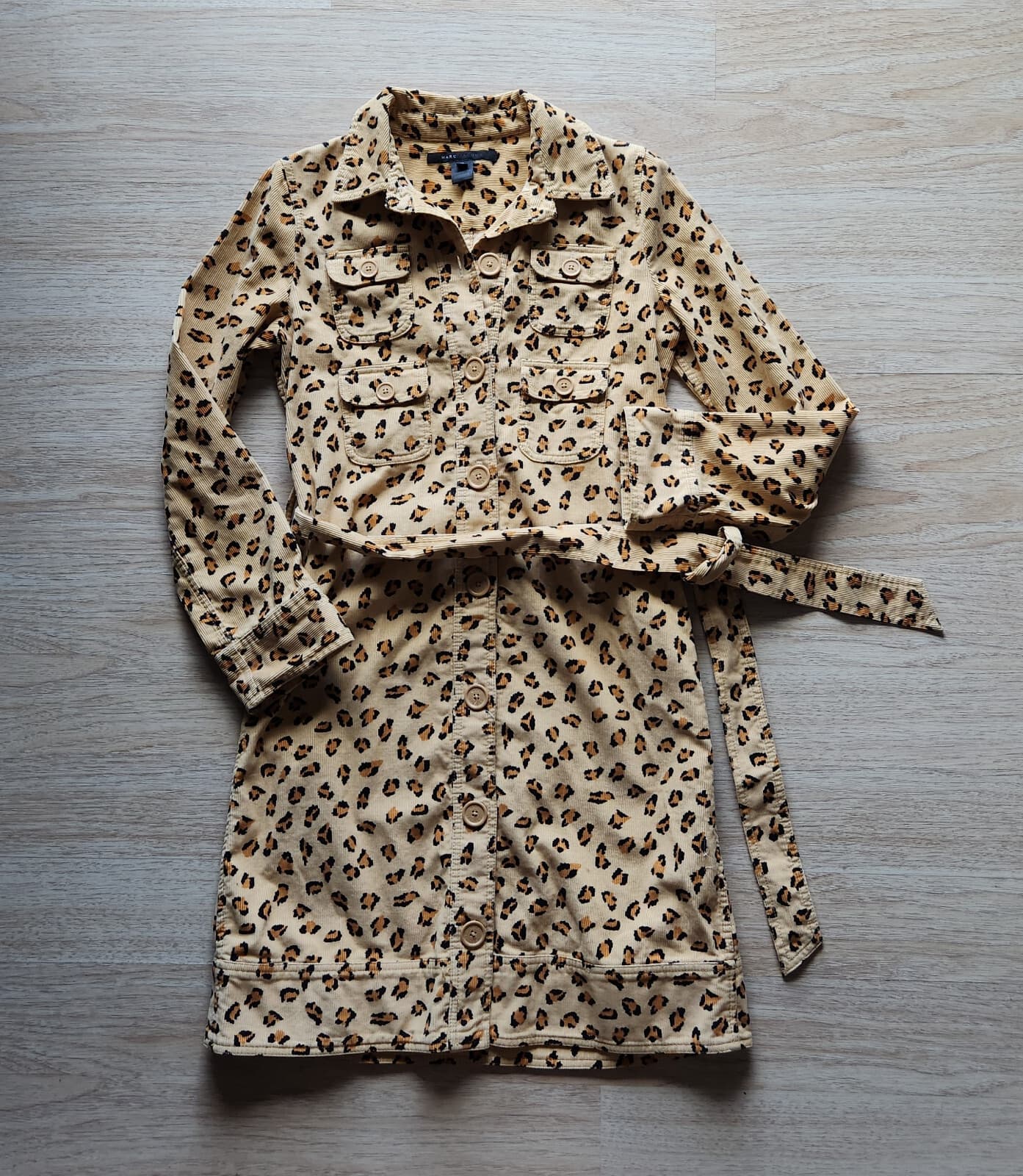 Vintage Y2K Marc Jabobs Corduroy Leopard Belted Shirt Dress/Trech Coat Sz.M - Thumbnail 6