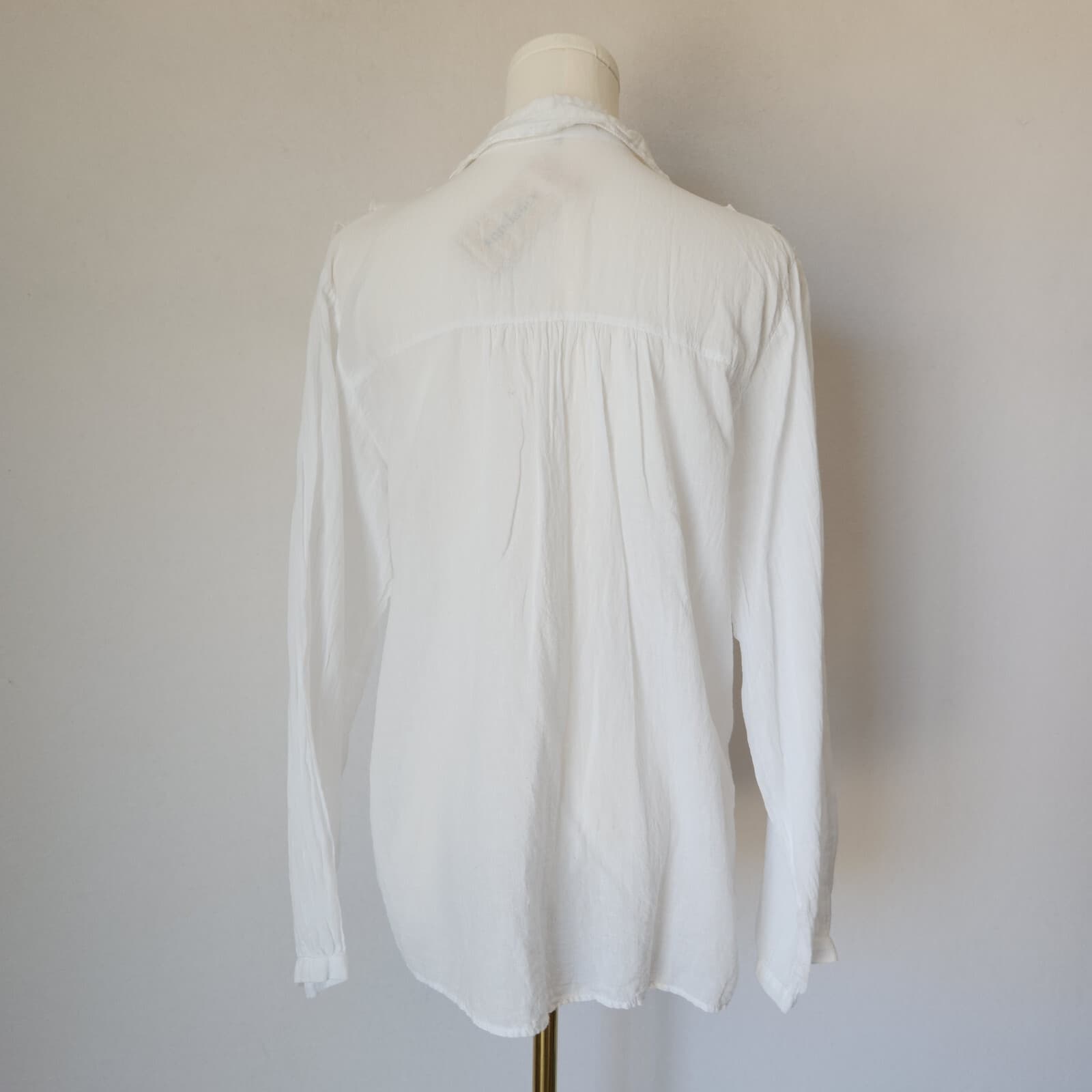 NWT JP And Mattie $128 Alexie Ruffle Button-Up Shirt Long Sleeve Cotton White P - Thumbnail 9