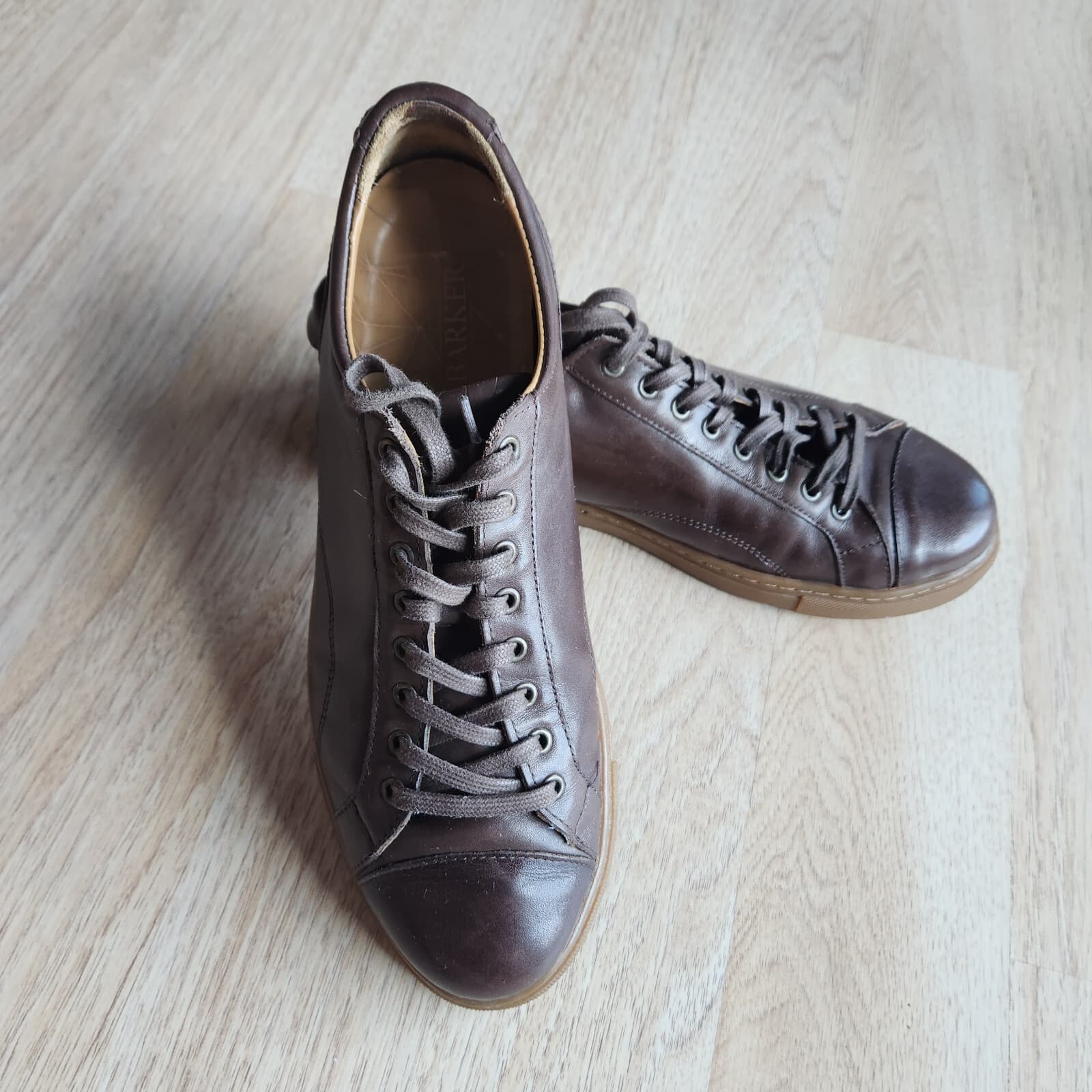 Barker Ethan Hand Painted Ebony Leather Sneaker Derby Shoe Lace Brown Men's US11 - Thumbnail 2