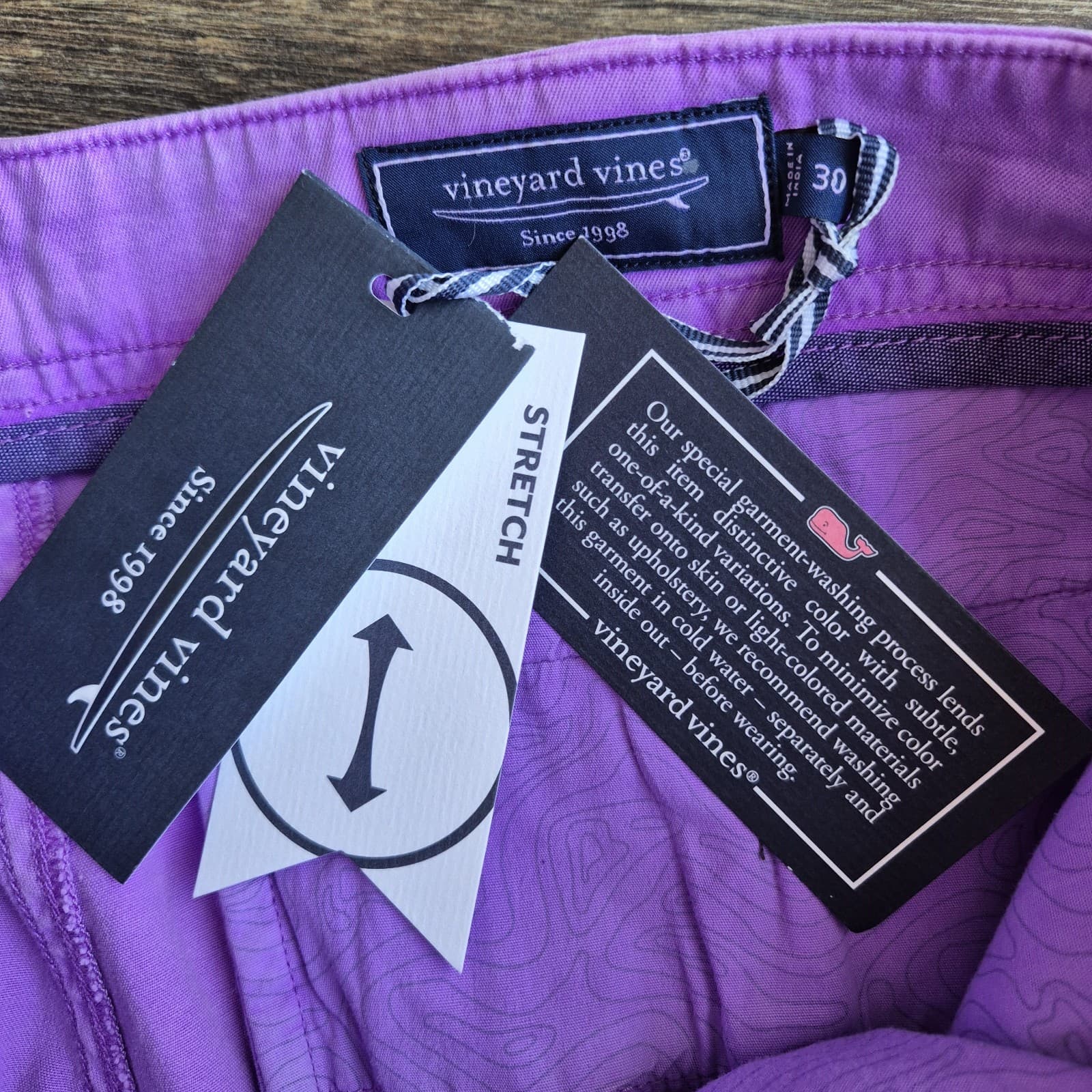 NWT Vineyard Vine 7" Island Shorts Zip Pocket Stretch Cotton Blend Purple Men 30 - Thumbnail 6