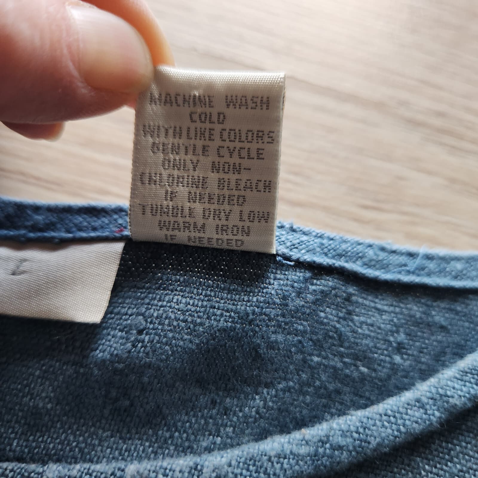 Vintage'90s J.Jill 100% Linen Pintuck Mini Shift Dress Long Sleeve Blue Sz.MP - Thumbnail 8