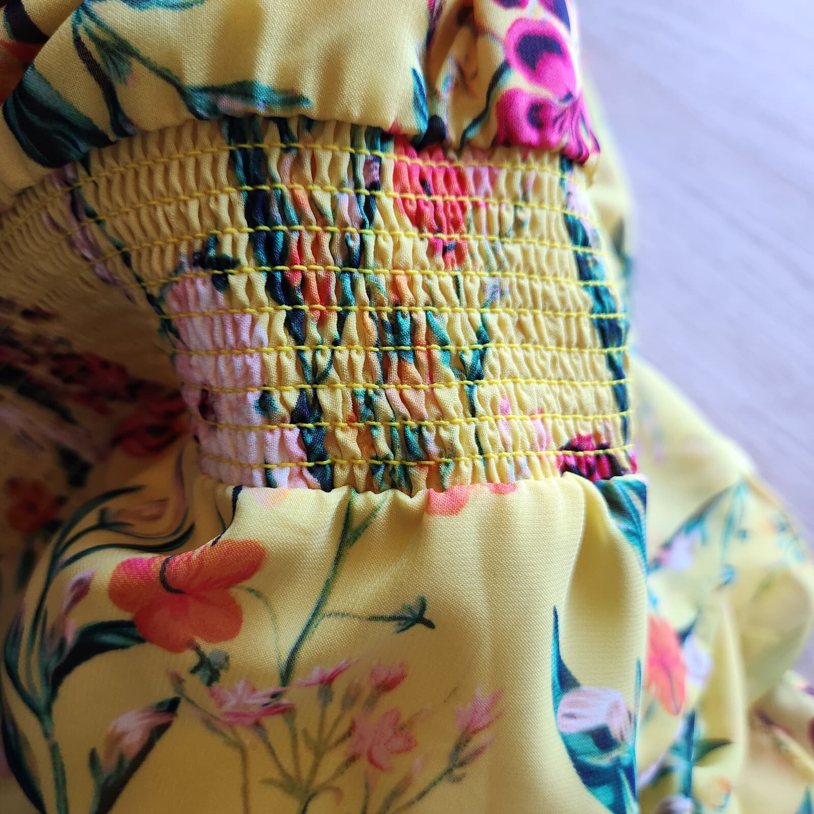 NWT Eliza J Floral Chiffon Jewel Neck Tiered Ruffle Dress Smock-Waist Sz.18 $148 - Thumbnail 7