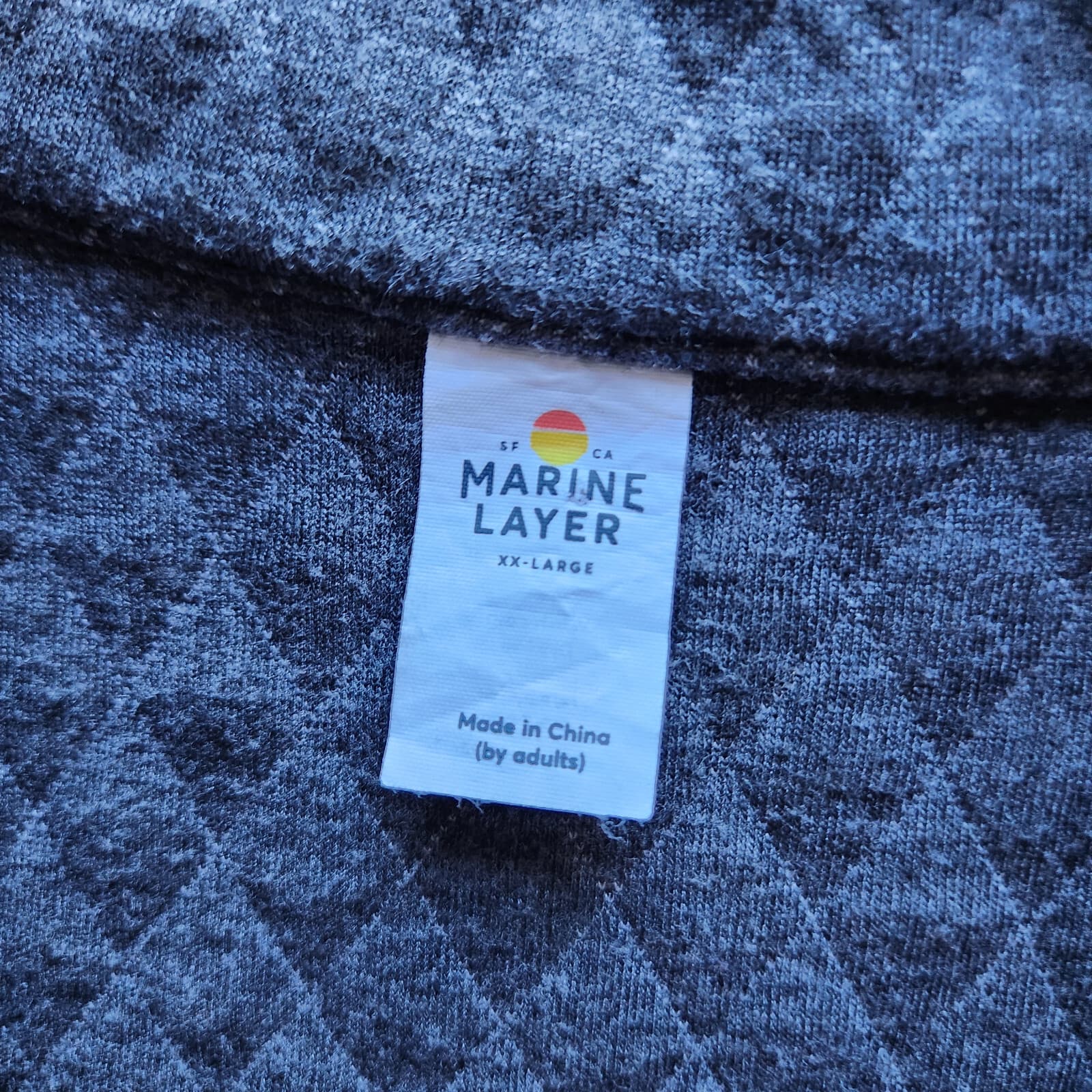 Marine Layer Corbet Quilted Bee Embroidery Pullover 1/4 Snap Mock Gray Women XXL - Thumbnail 14