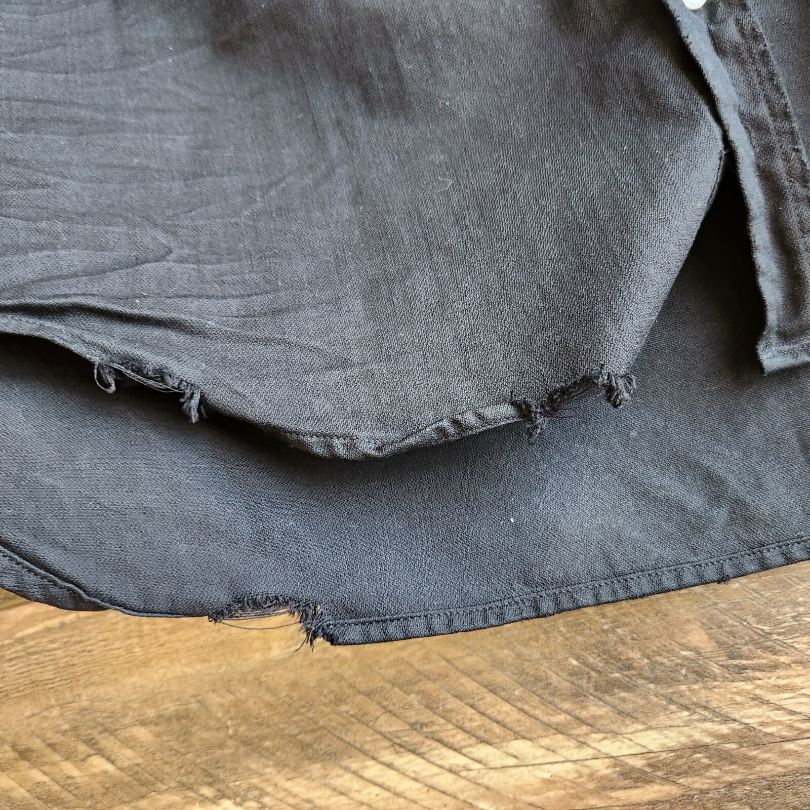 Frank & Eileen $328 Mary Famous Denim Black Classic Shirtdress Distressed Hem XS - Thumbnail 15