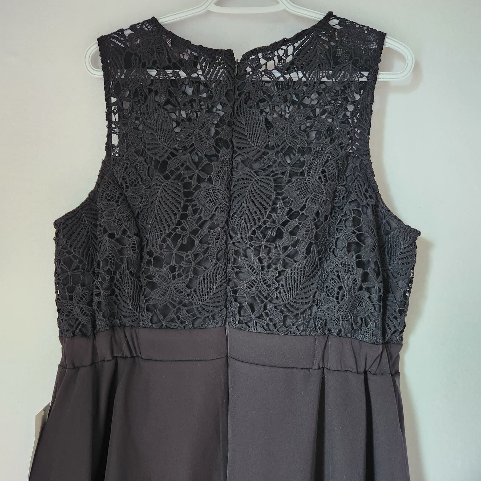 NWT ELOQUII Studio Hi-Low Peplum Lace Jumpsuit Sleeveless Black Plus Sz.18 $160 - Thumbnail 7
