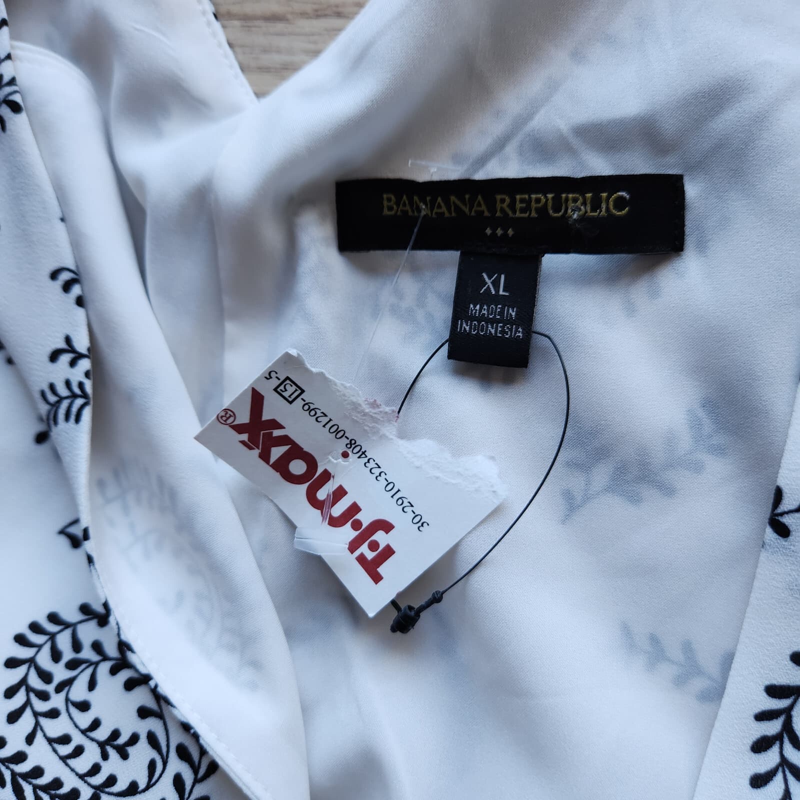 NWoT Banana Republic Paisley Chiffon Drop-Waist Dress Sleeveless White Black XL - Thumbnail 7