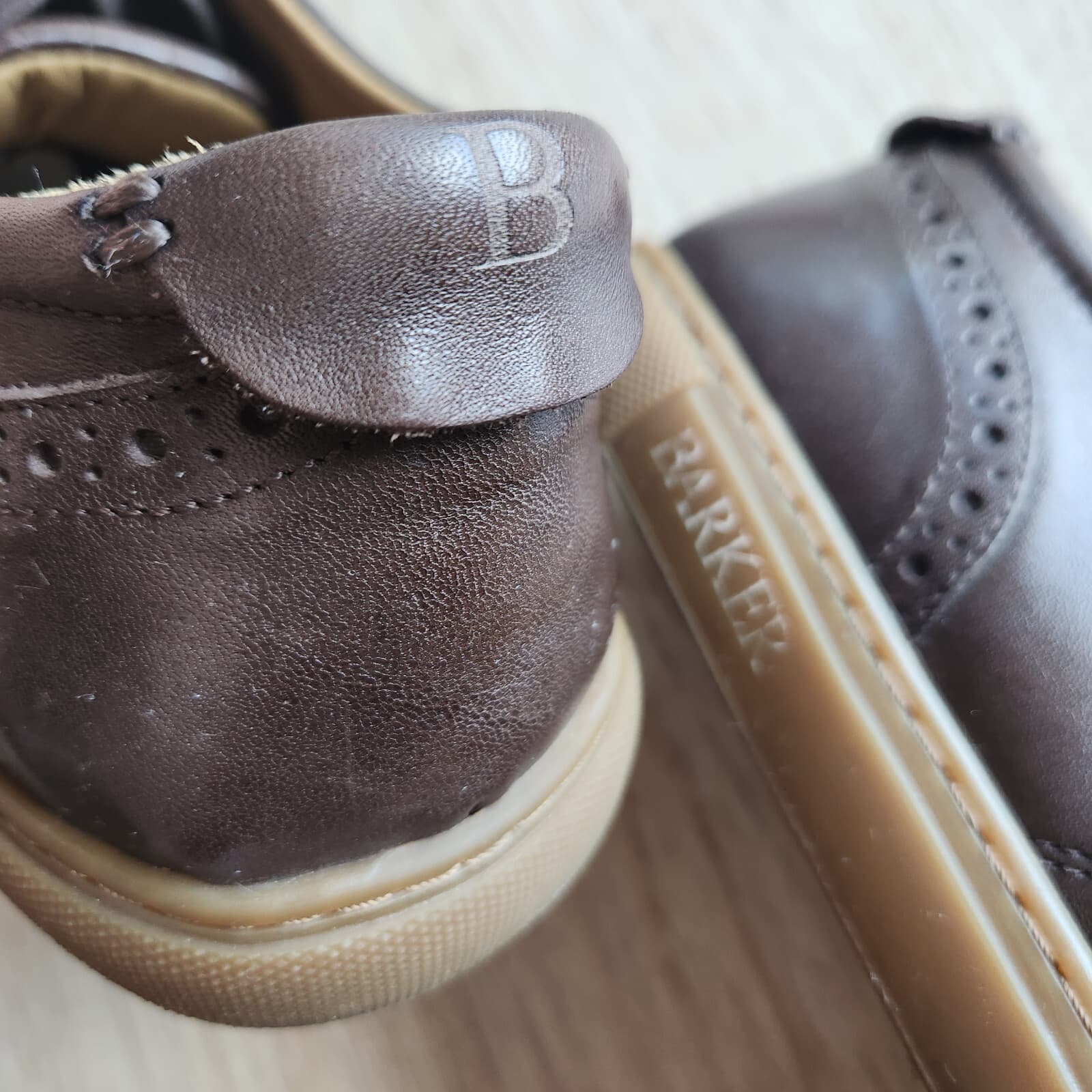 Barker Ethan Hand Painted Ebony Leather Sneaker Derby Shoe Lace Brown Men's US11 - Thumbnail 13