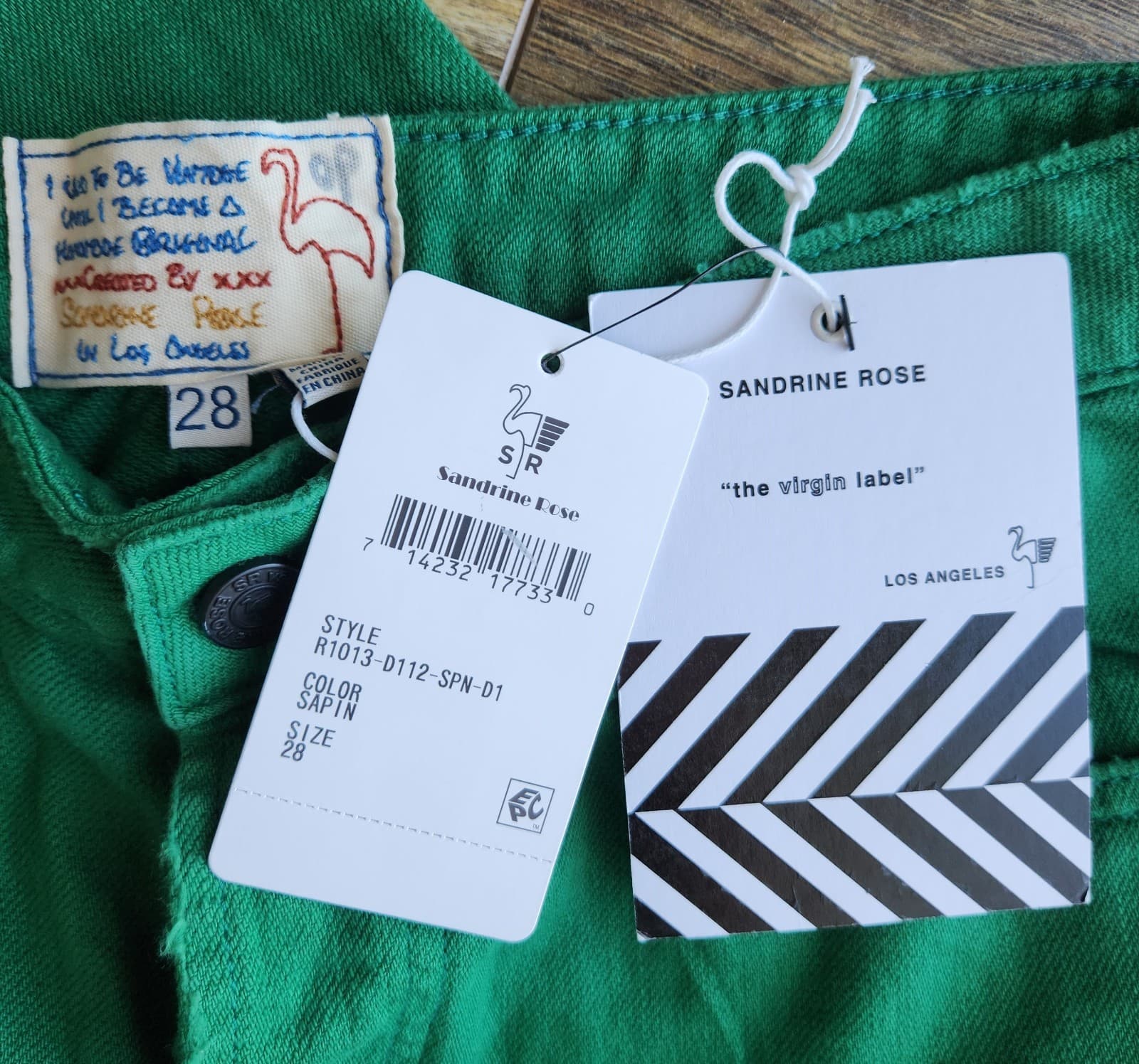 NWT Sandrine Rose Flax Blend Straight Pants Buttonfly Sapin Green Sz.28 R1013 - Thumbnail 10