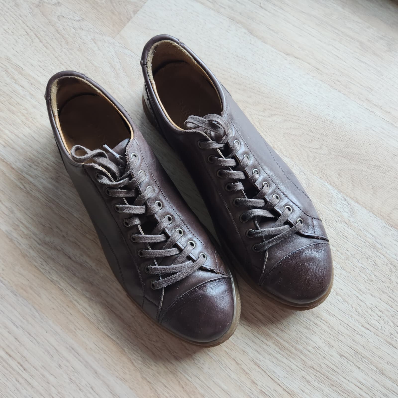 Barker Ethan Hand Painted Ebony Leather Sneaker Derby Shoe Lace Brown Men's US11 - Thumbnail 4