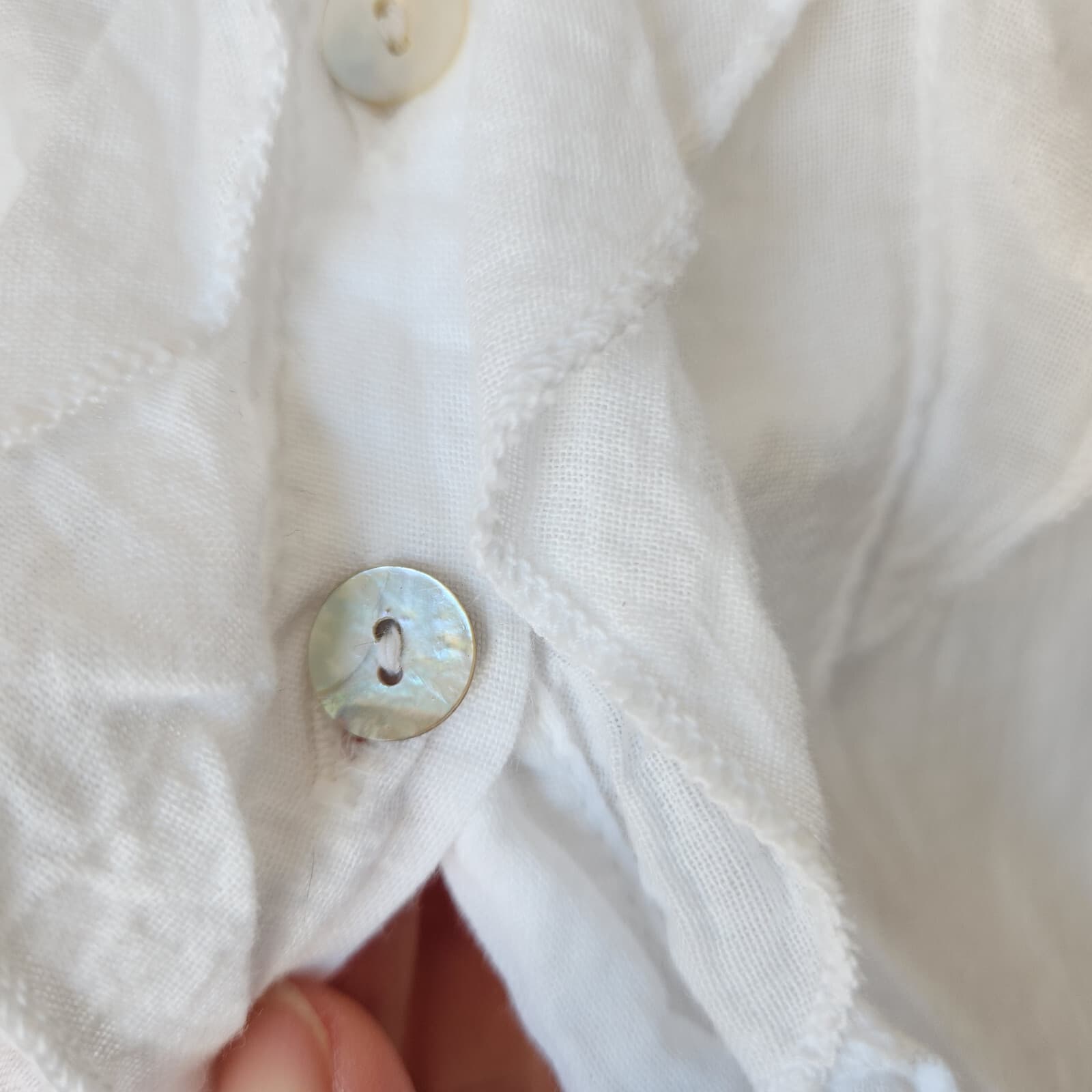 NWT JP And Mattie $128 Alexie Ruffle Button-Up Shirt Long Sleeve Cotton White P - Thumbnail 8