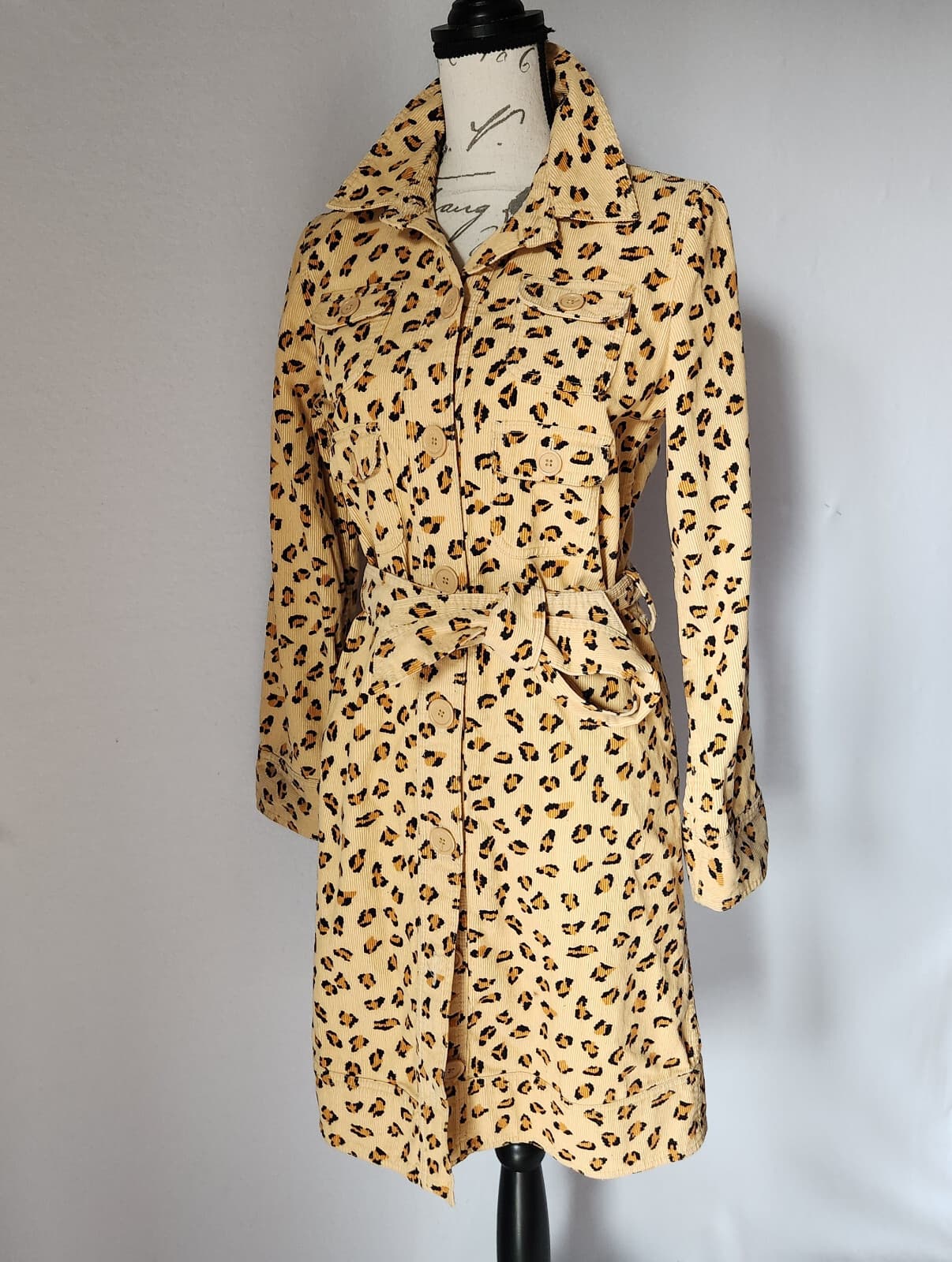 Vintage Y2K Marc Jabobs Corduroy Leopard Belted Shirt Dress/Trech Coat Sz.M - Thumbnail 2