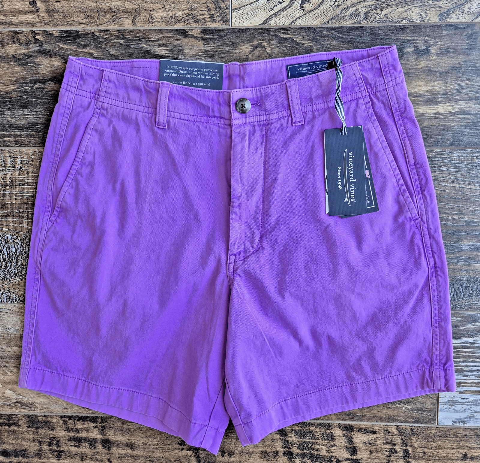 NWT Vineyard Vine 7" Island Shorts Zip Pocket Stretch Cotton Blend Purple Men 30 - Thumbnail 2