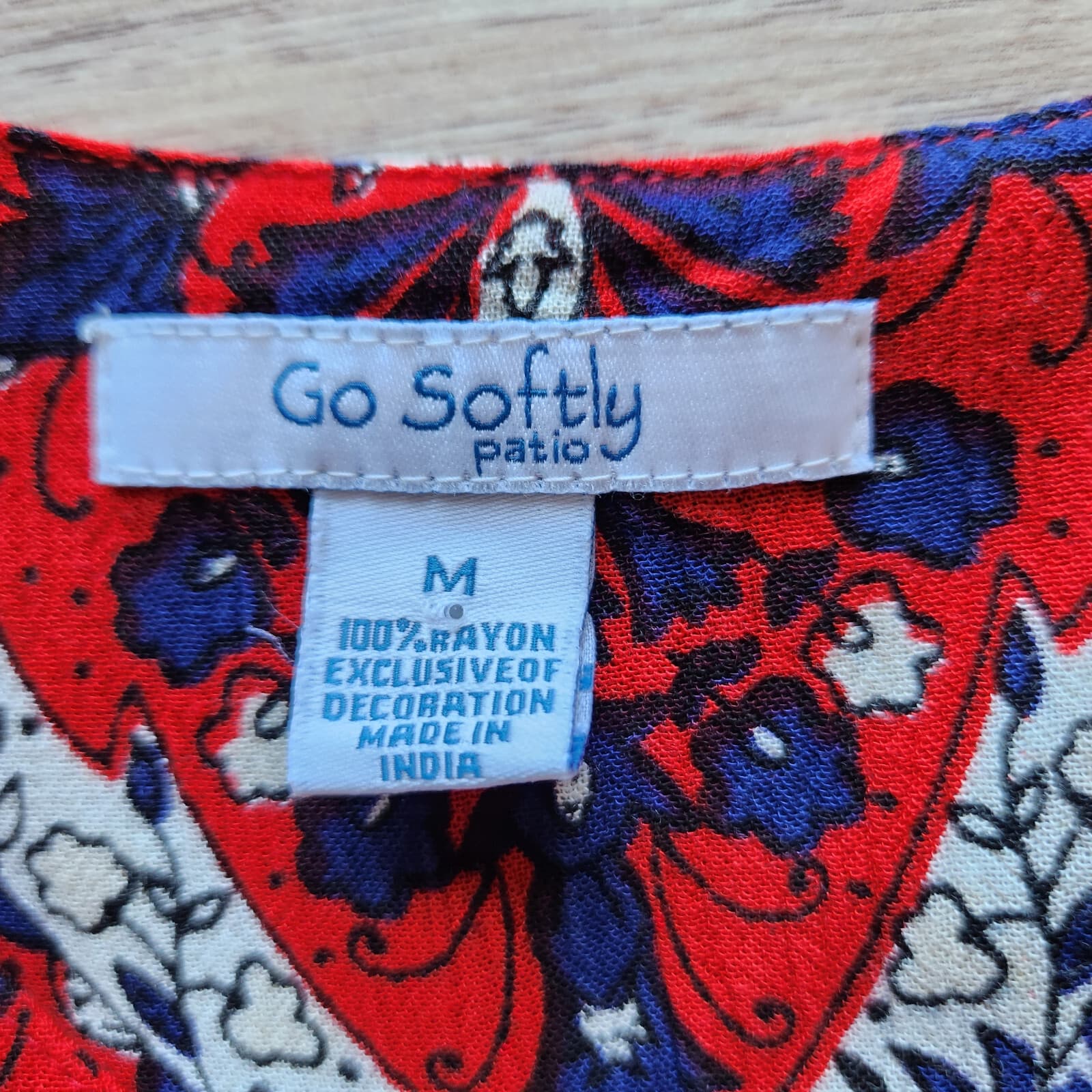 Go Softly Patio Muumuu Dress Short Sleeve Zip Tassel Pocket Crinkle Red Women M - Thumbnail 8