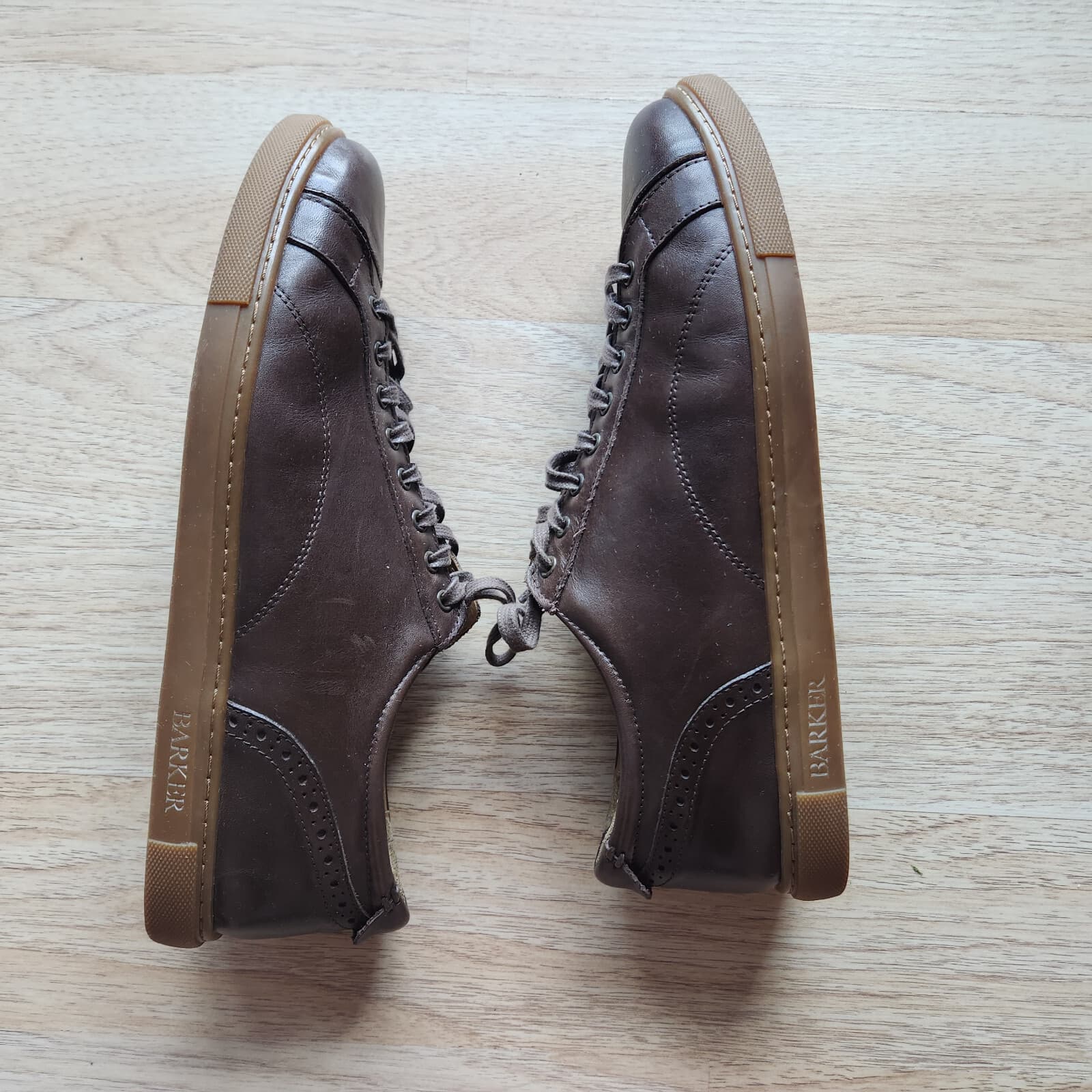 Barker Ethan Hand Painted Ebony Leather Sneaker Derby Shoe Lace Brown Men's US11 - Thumbnail 5