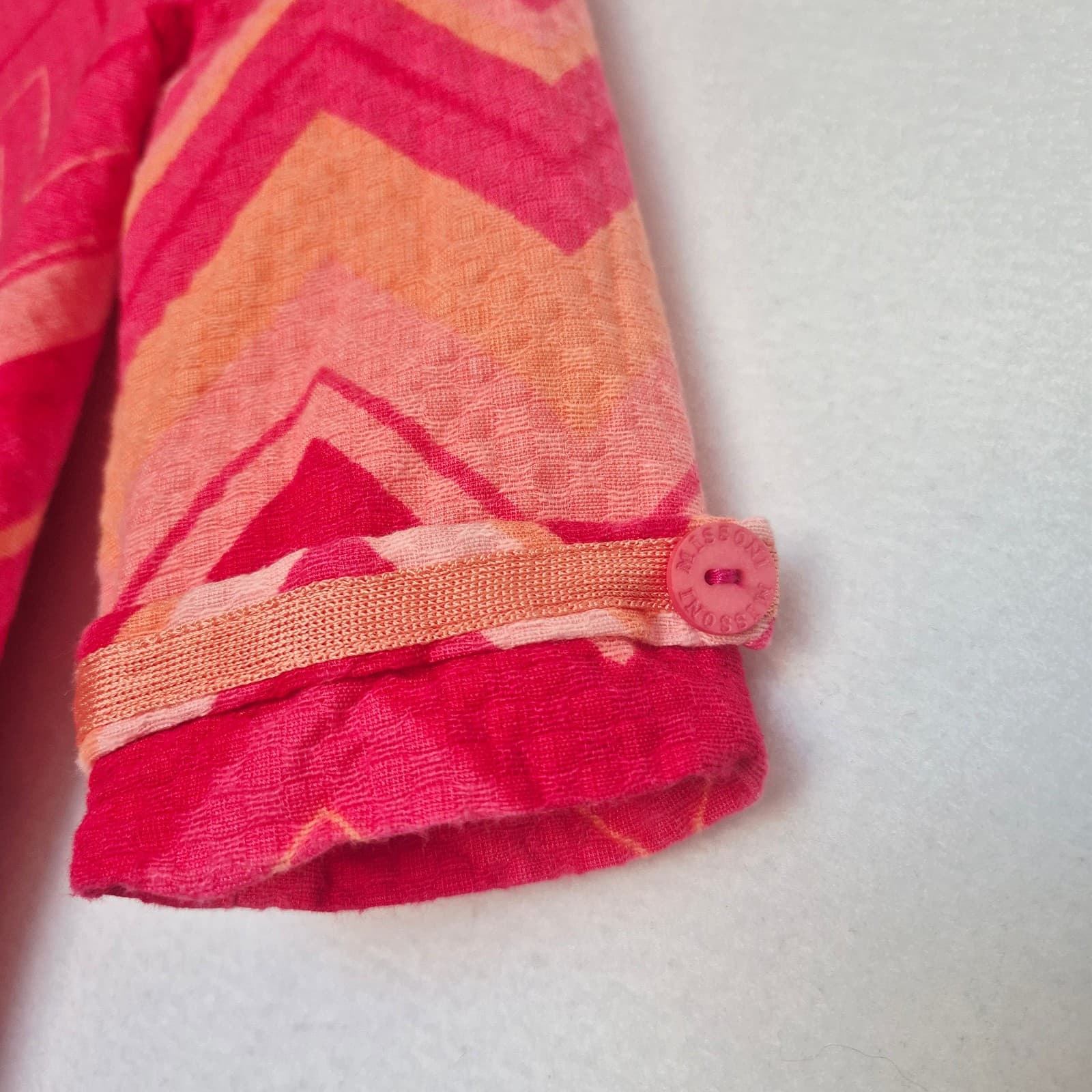 MISSONI Chevron Jacket Button Lined Pocket Cotton Blend Pink Orange Girls 2 Year - Thumbnail 4