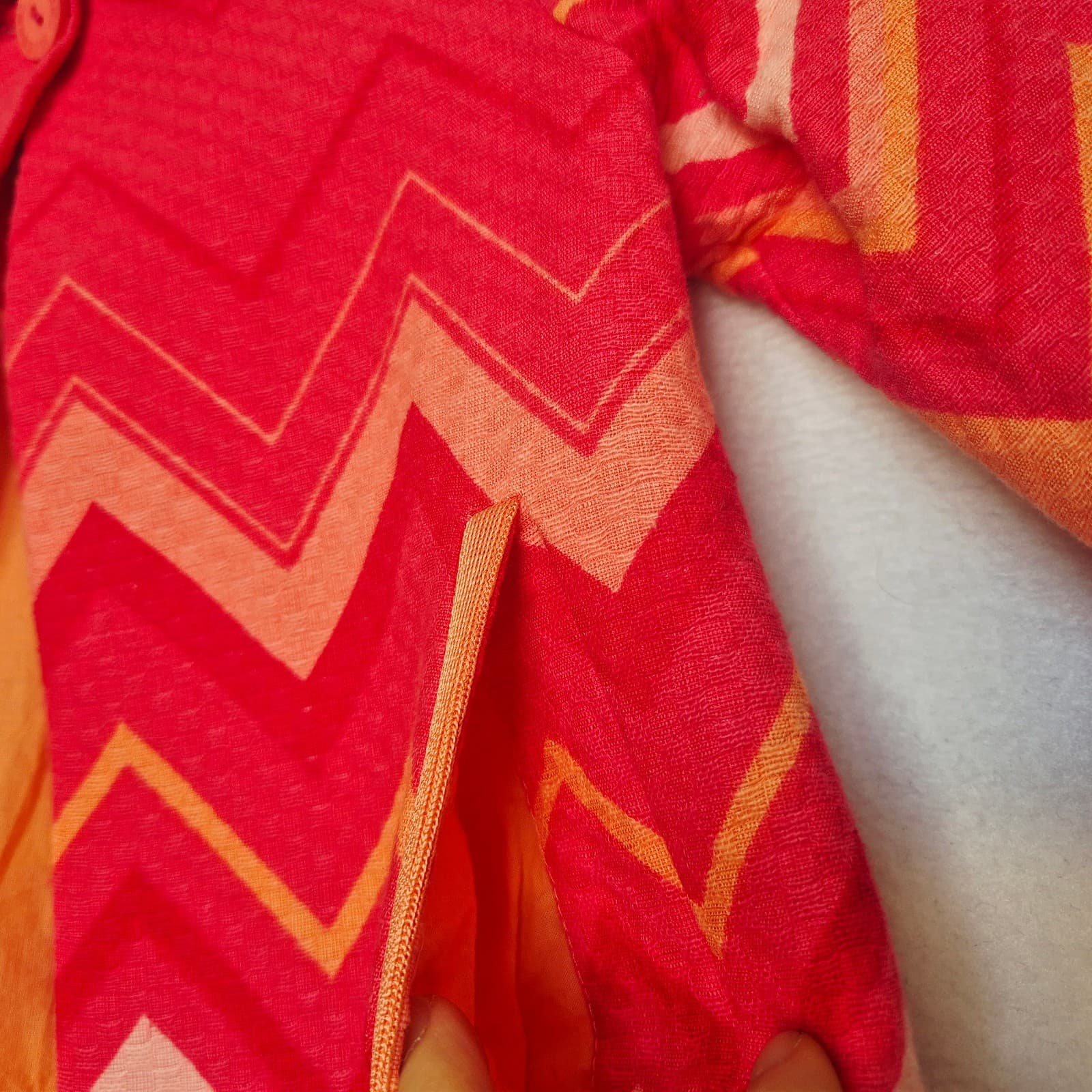 MISSONI Chevron Jacket Button Lined Pocket Cotton Blend Pink Orange Girls 2 Year - Thumbnail 5
