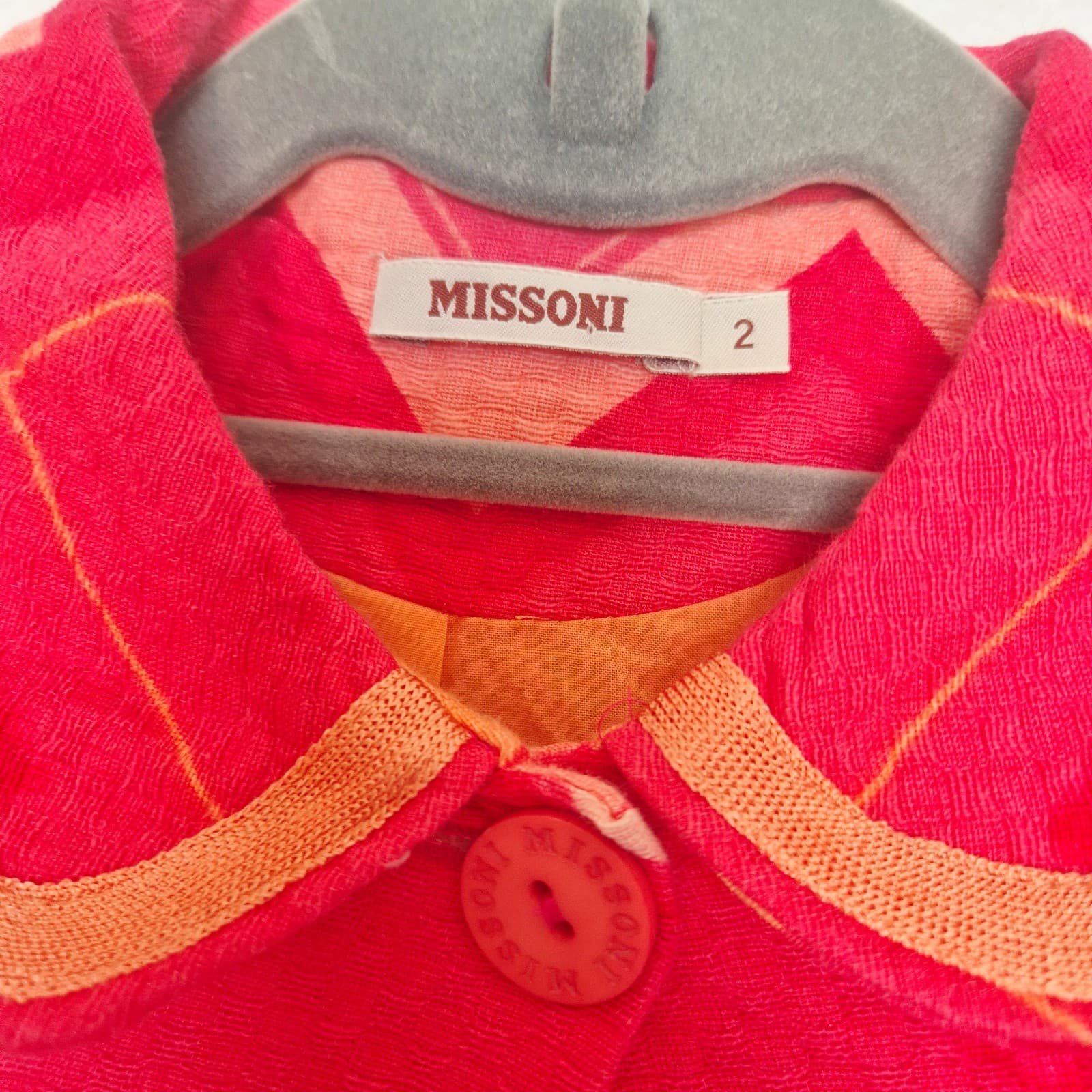 MISSONI Chevron Jacket Button Lined Pocket Cotton Blend Pink Orange Girls 2 Year - Thumbnail 7