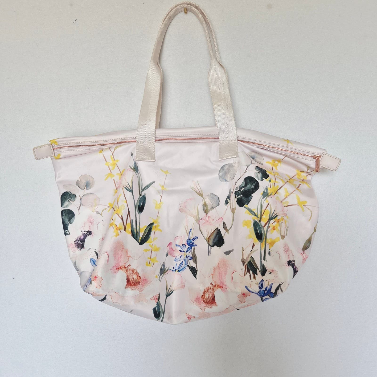 Ted Baker Vibrant Painted Meadow Floral Tote Bag Double Handles Zip-Closure Pink - Thumbnail 2