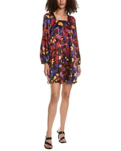 NWT Johnny Was Jade $480 Eclipse Blooms Silk Satin Mini Dress Long Sleeve Size M - Thumbnail 3