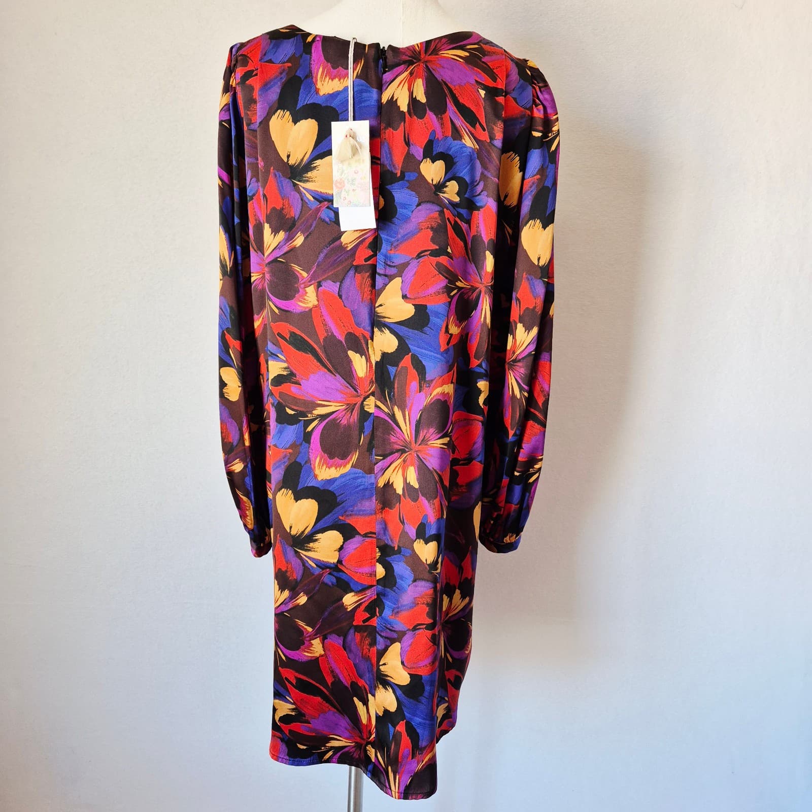 NWT Johnny Was Jade $480 Eclipse Blooms Silk Satin Mini Dress Long Sleeve Size M - Thumbnail 8
