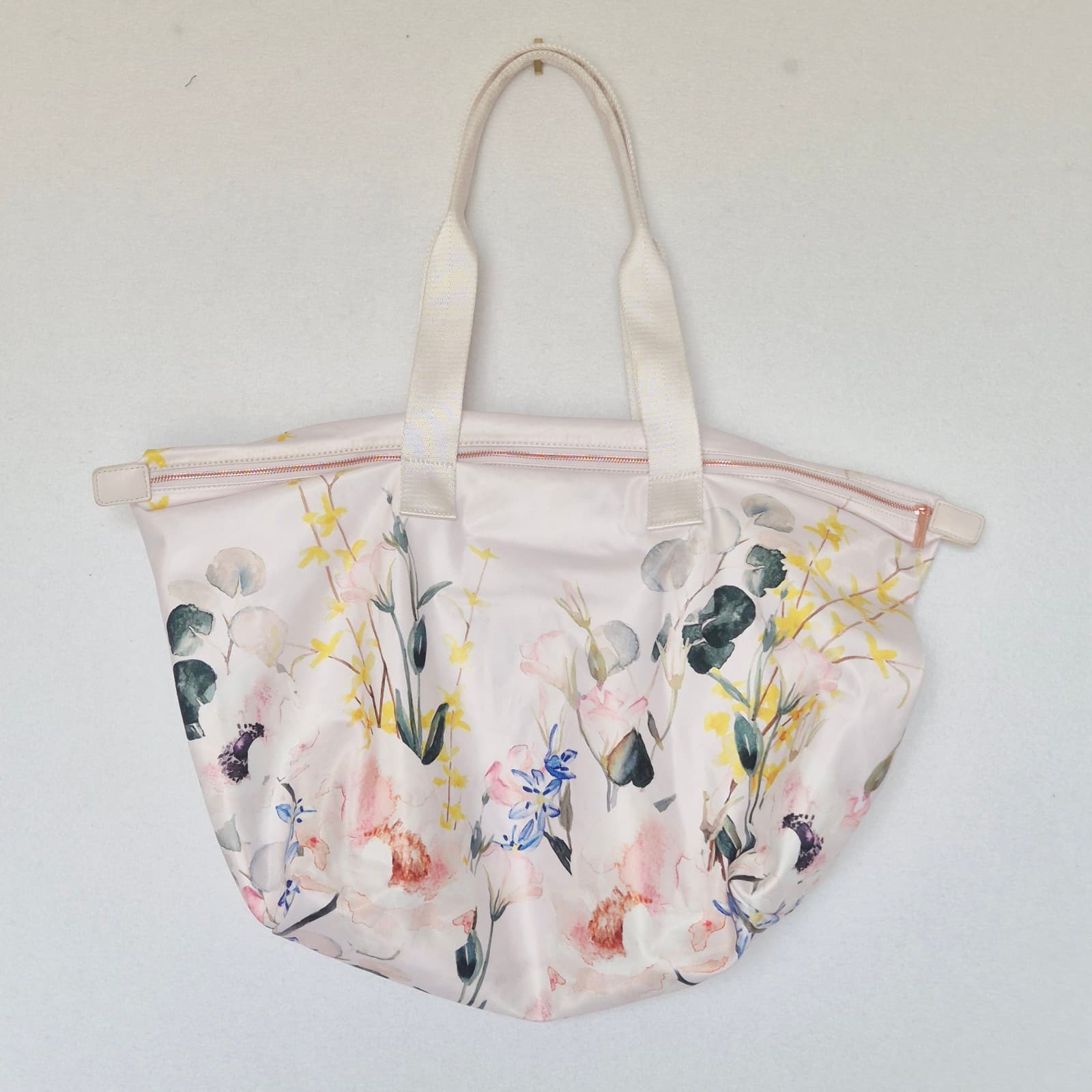 Ted Baker Vibrant Painted Meadow Floral Tote Bag Double Handles Zip-Closure Pink - Thumbnail 5